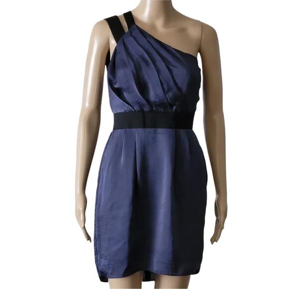 BCBGeneration One Shoulder Mini Dress Navy Blue Short