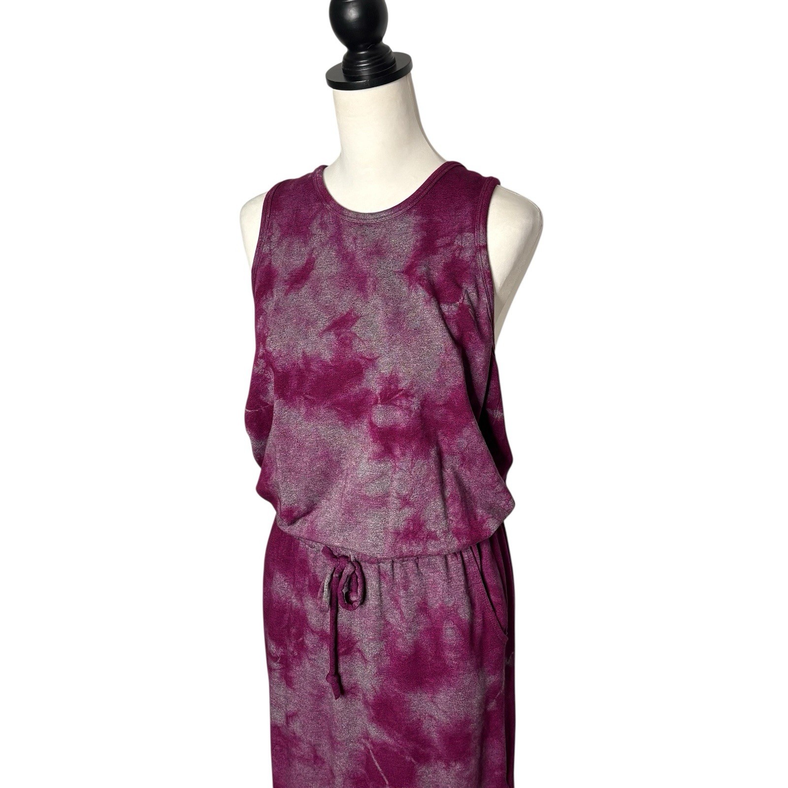 NEW Sundry for Evereve The Weekender Berry Tie Dye Racerback Dress L Pockets $98