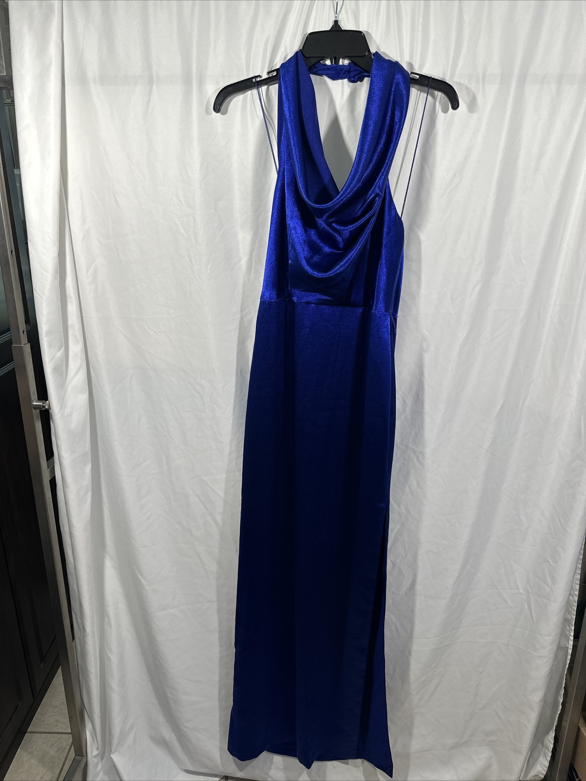 NWD Aidan by Aidan Mattox [ 6 ] Satin Cowl Neck Gown in Royal Sapphire #G1212