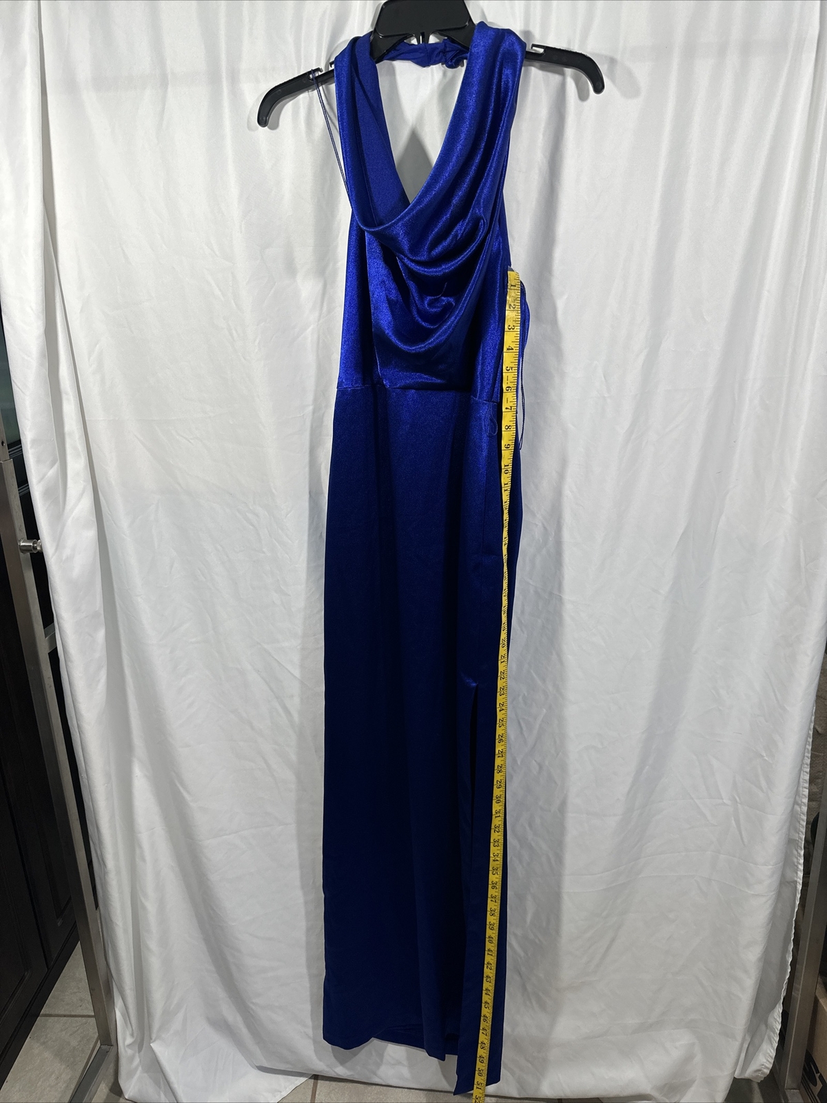 NWD Aidan by Aidan Mattox [ 6 ] Satin Cowl Neck Gown in Royal Sapphire #G1212