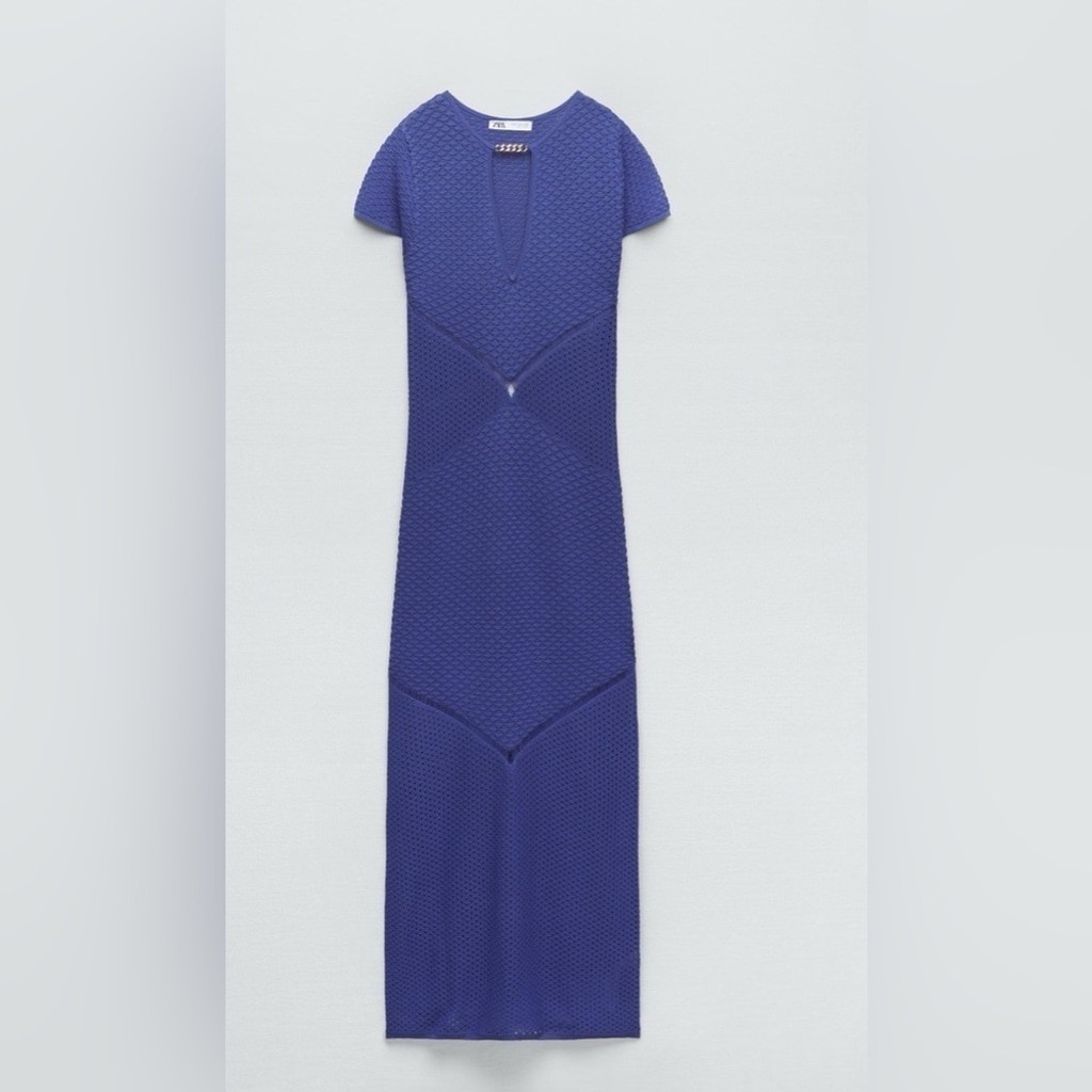 Zara Pointelle Knit Chain Dress – Size Medium