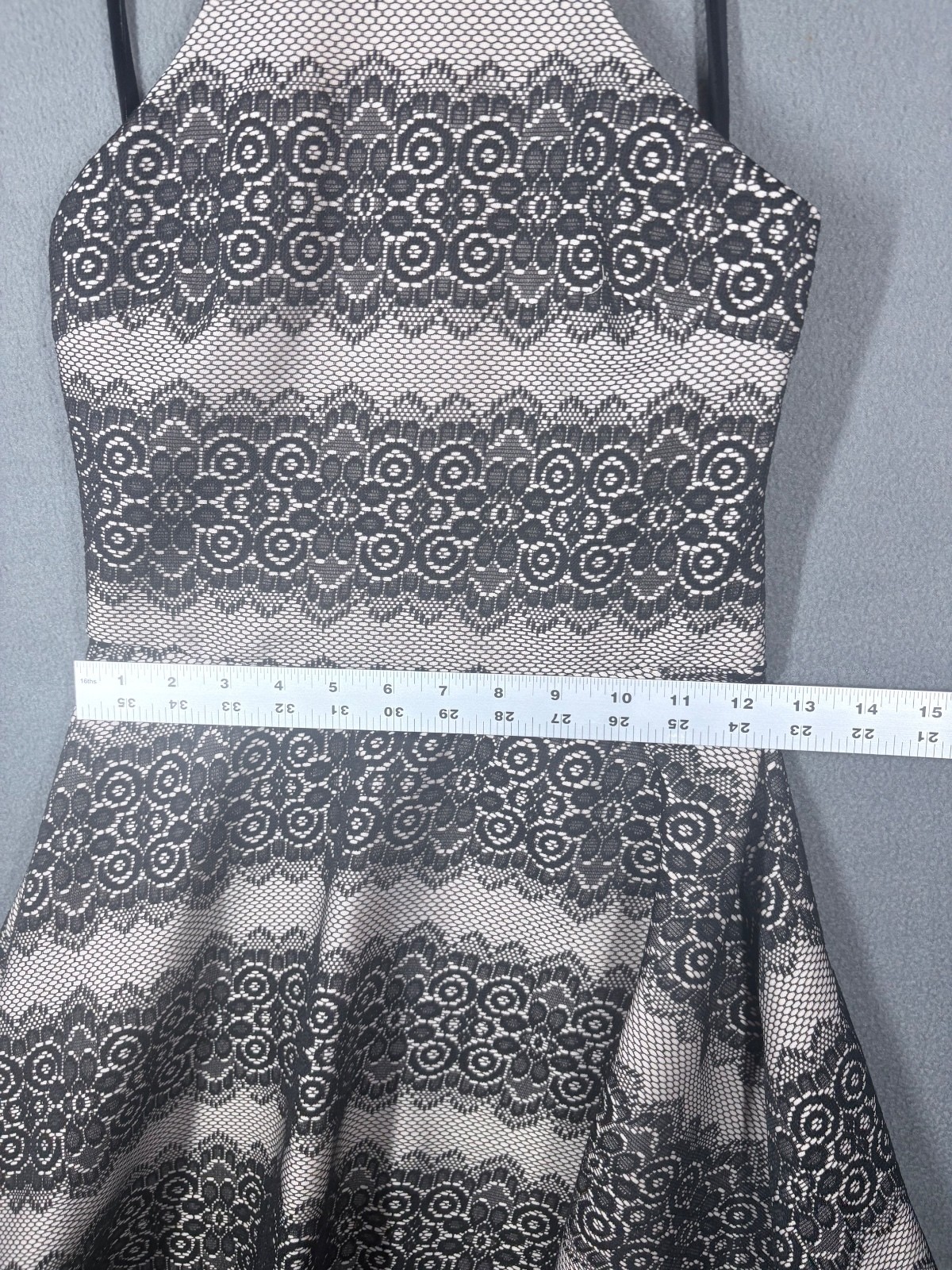 Parvenue Black & Ivory Lace Fit & Flare Skater Dress LG 11/13 Sleeveless