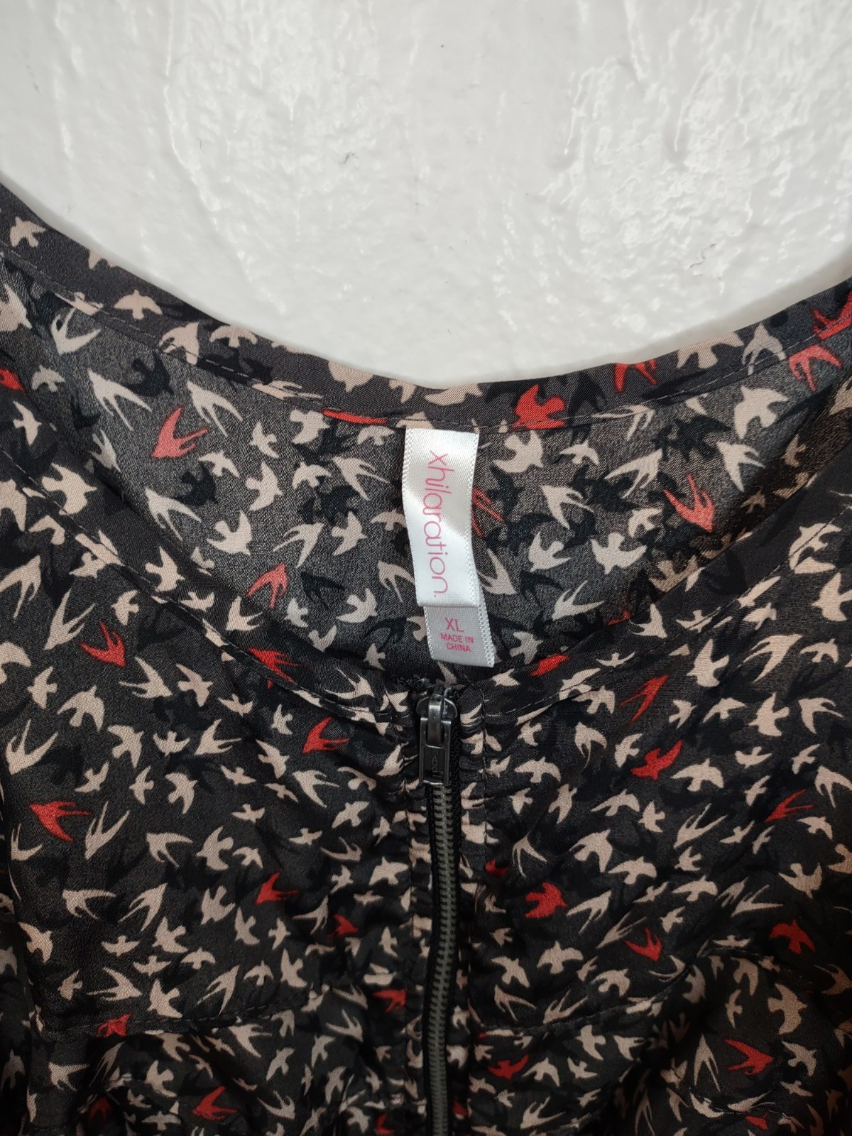 Y2K Zip Front Spaghetti Strap Bird Pattern Dress Skater/Grunge Above The Knee…