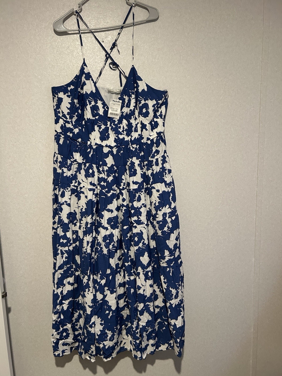 Women’s Abercrombie & Fitch, Whit Blue Floral Summer Dress, Size XL, NWT