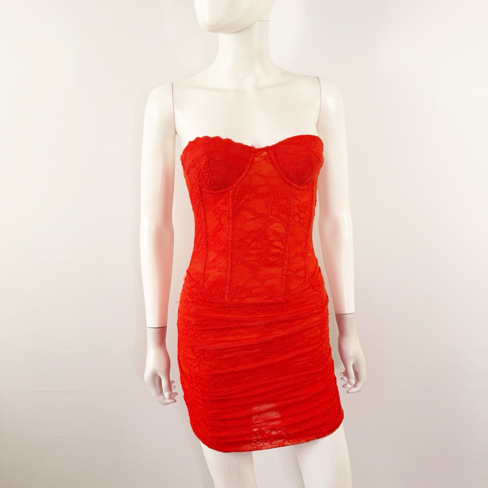 Outcast Orange Lace Strapless Bodycon Mini Dress Size XS Sexy Clubwear Cocktail