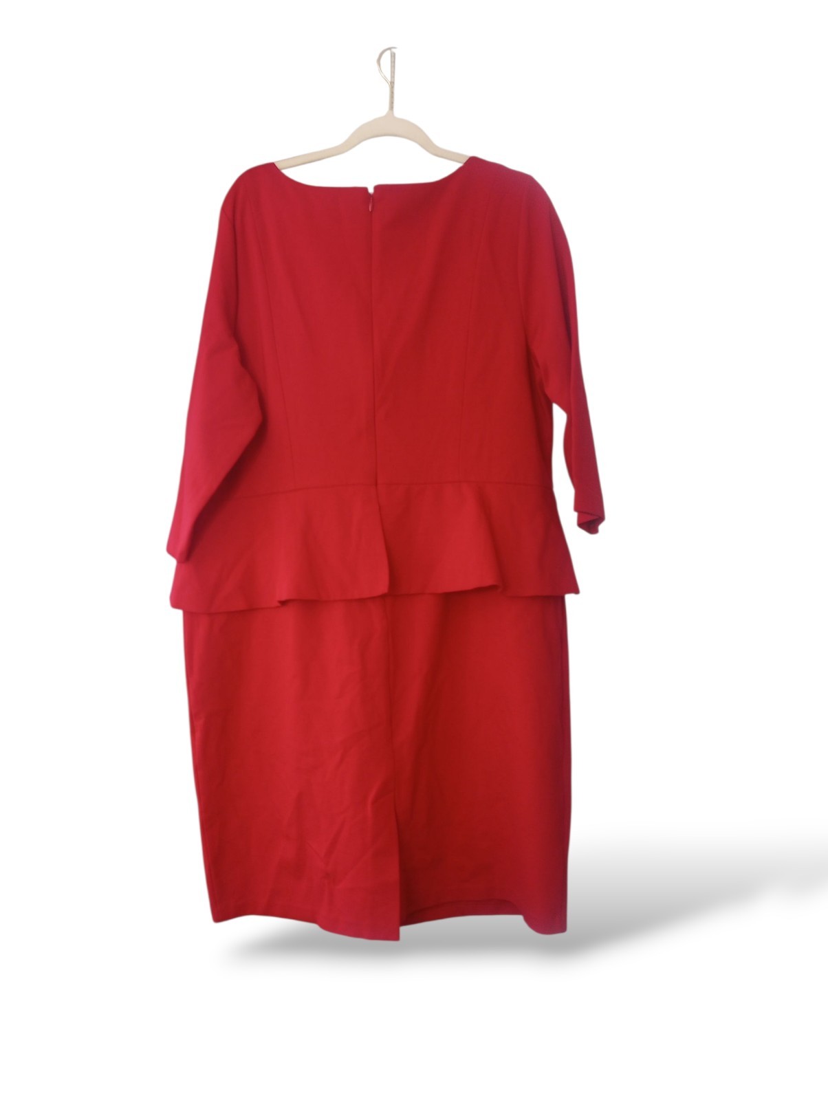 Talbots 18W Red Fitted Ponte Stretch Peplum 3/4 Sleeve Statement Holiday Classic