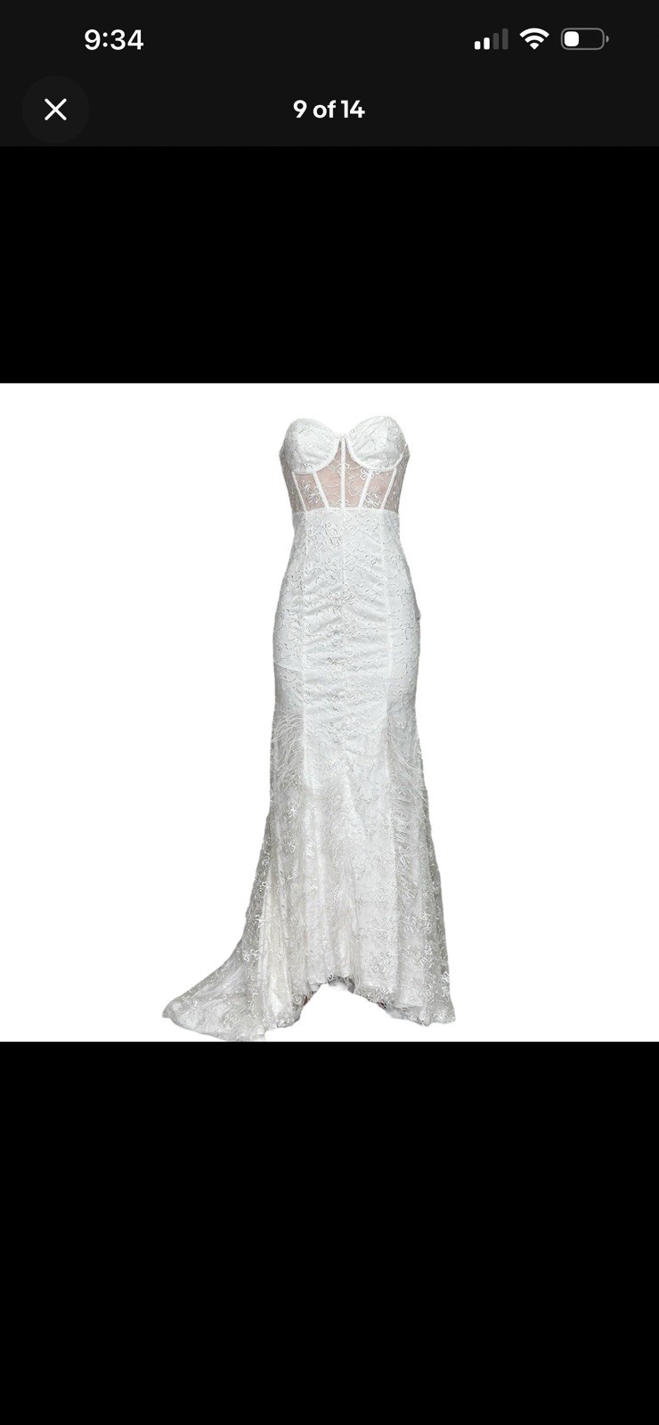 $198 NWT LULUS Ravishing Romance Embroidered Feather Bustier Dress, White, XS