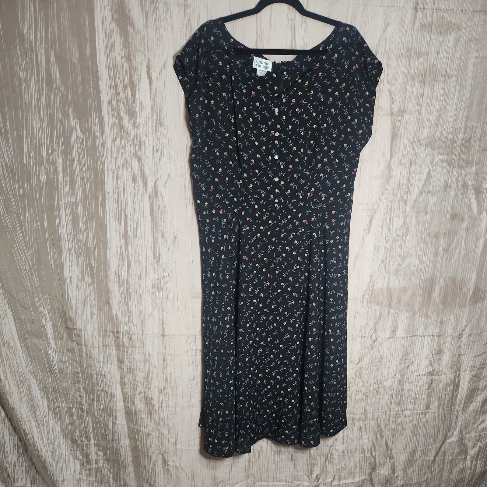UNIQUE VINTAGE Pink & Yellow w/ accent buttons FLORAL SWING DRESS – NEW – Sz 4XL