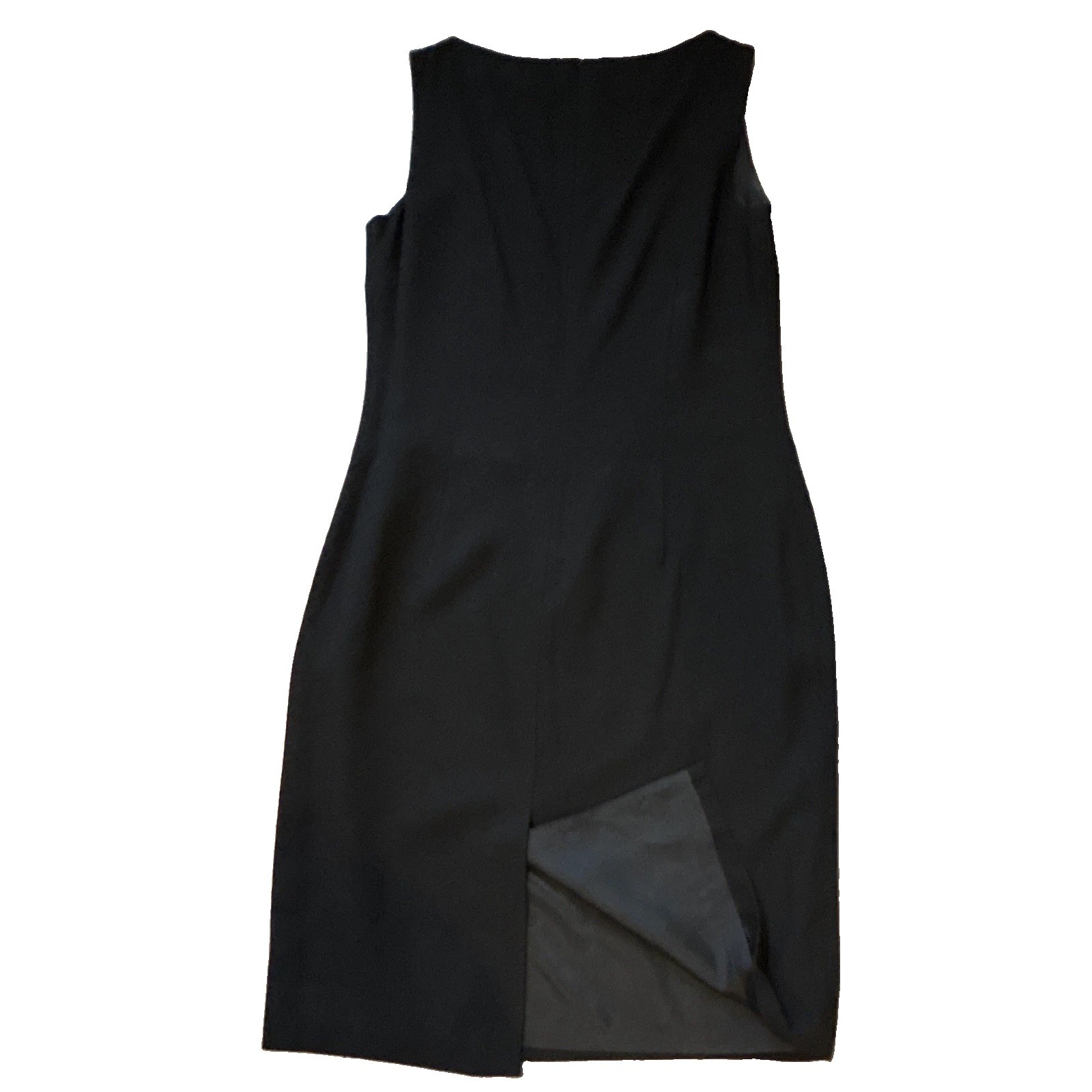 Liz Claiborne Collection Black Beaded Sheath Dress Lined Zip Round Neck Knee 8