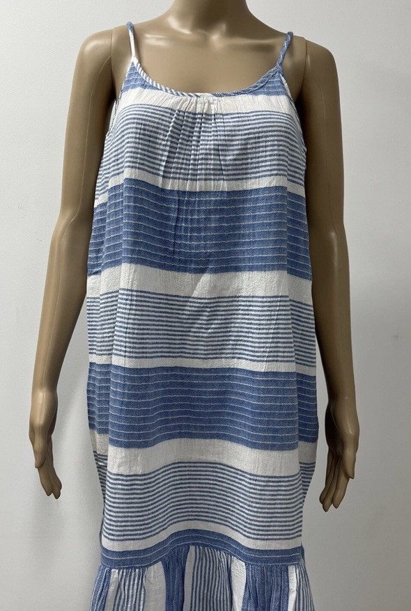 Seafolly Australia Medium Blue White Cotton Midi Dress Lightweight BNWT