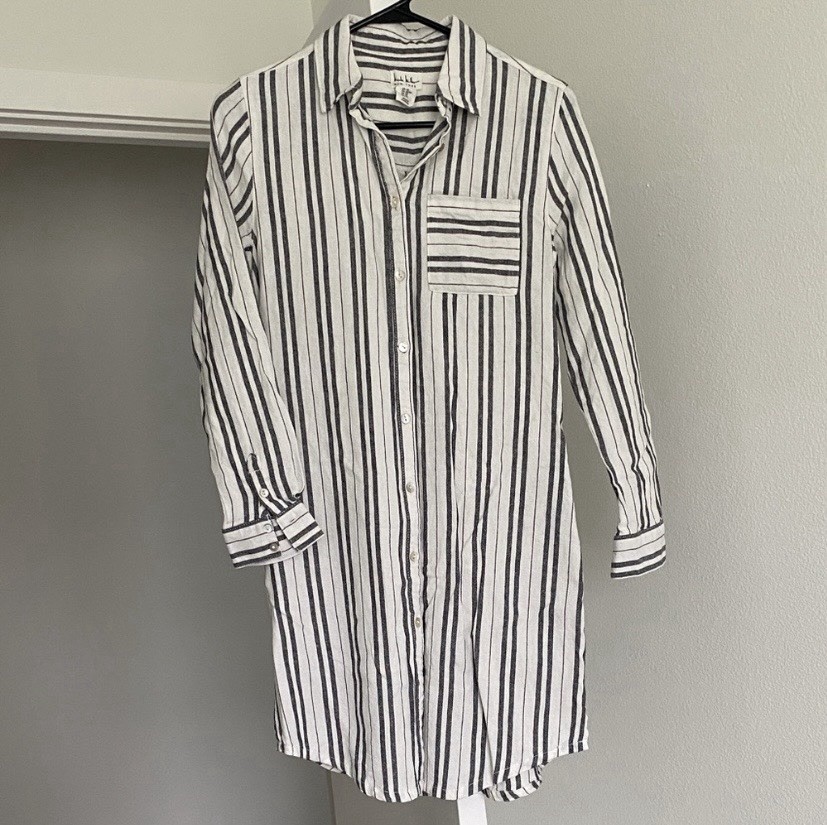 Nicole Miller NY Striped Button-Up Shirt Dress Size XS
