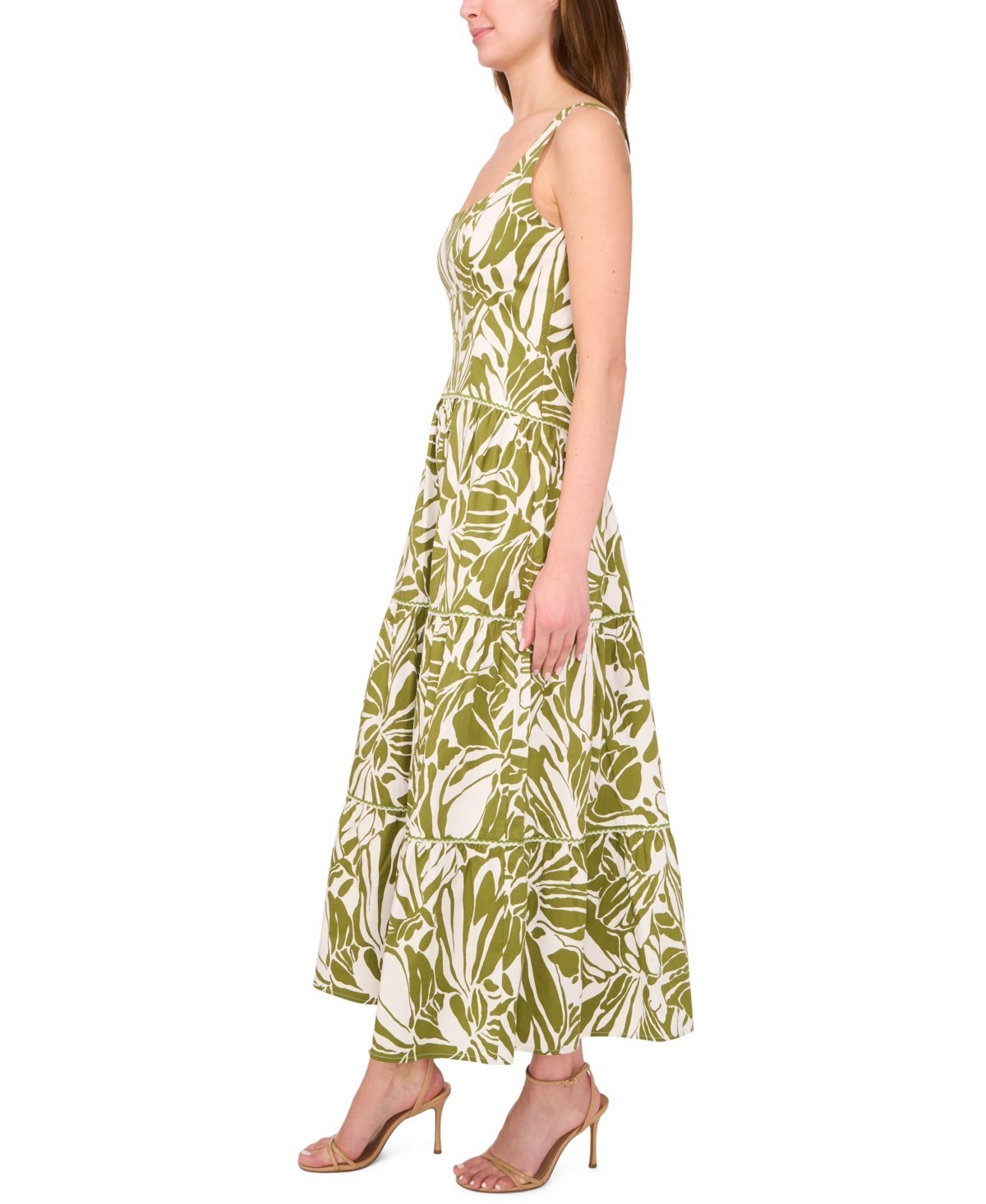 NWT! CeCe Women’s Cotton-Blend Printed Sleeveless Maxi Dress – Wild Sage S $119