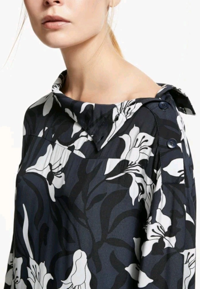 KIN John Lewis Loki Floral Print Button Collar Midi Dress Size 12