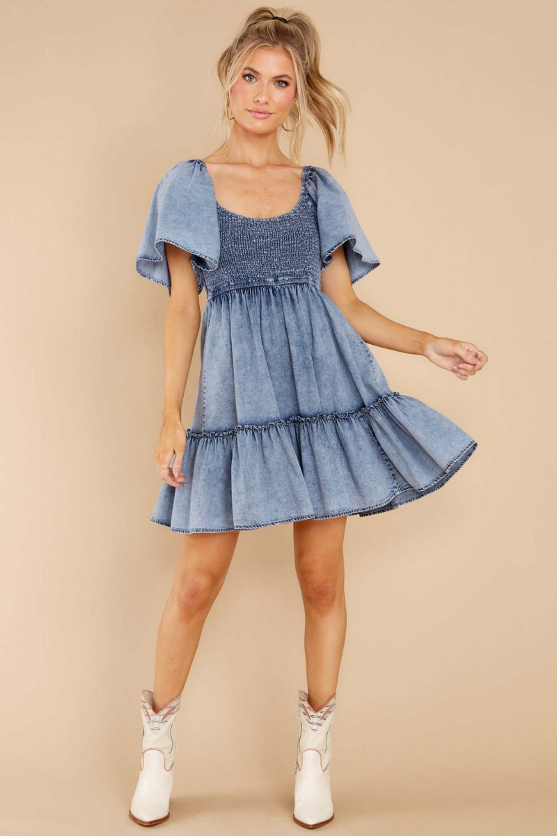 Female Dress Temperament Commuter Pullover Loose Denim Short-sleeved Dress