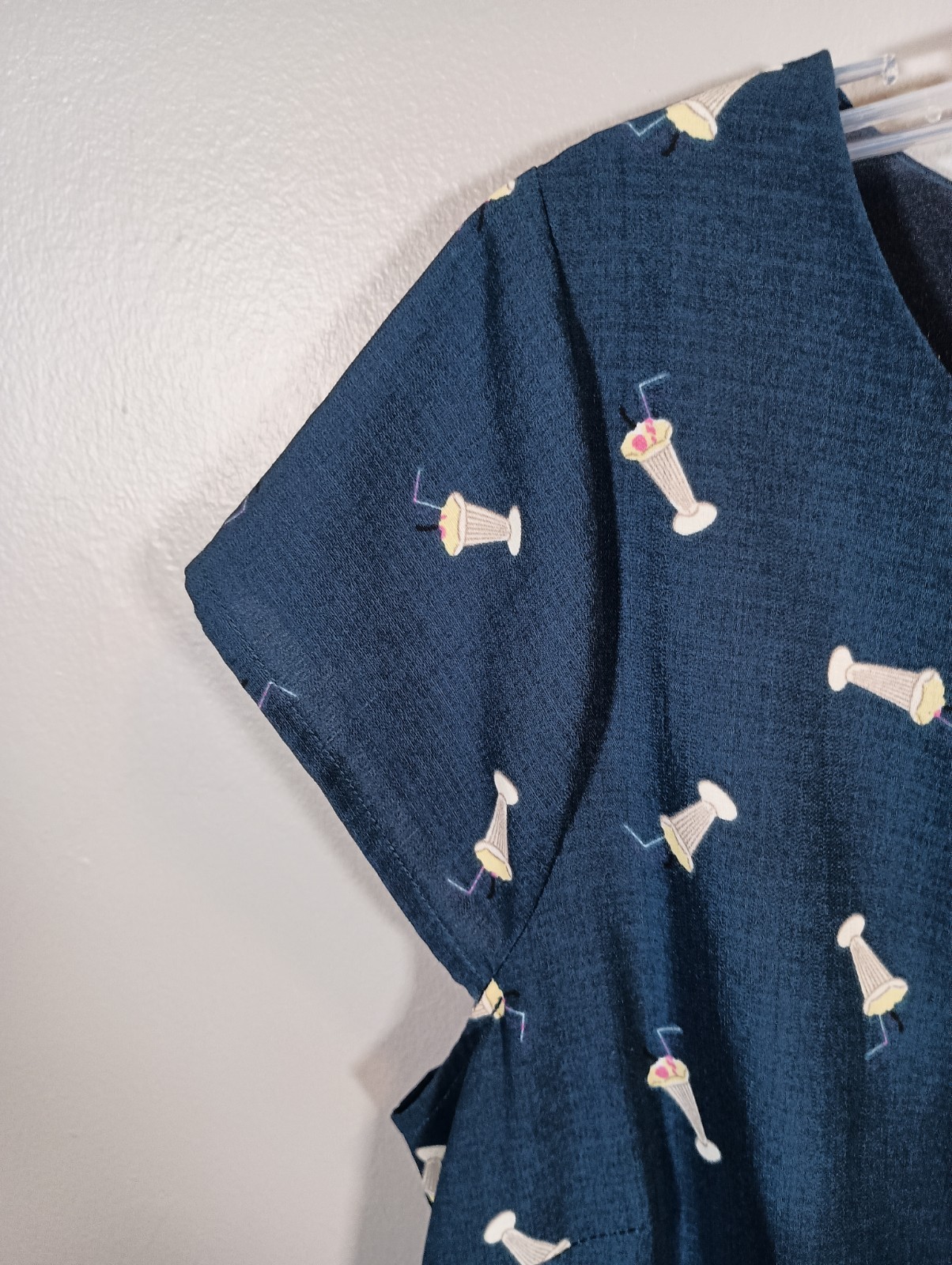 ModCloth Sugarhill Cap Sleeve Milkshake Navy tea length A Line Dress Size 10