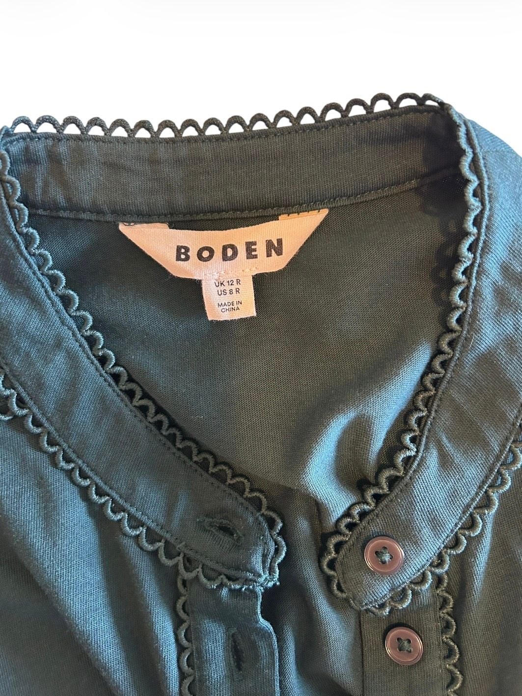 Boden Teal Long Sleeve Button-Front Shirt Dress with Belt