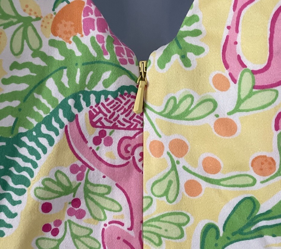 Lilly Pulitzer Miranda Monkey Lemon Sorbet Sheath Dress Sz 4 Jungle Animals EUC