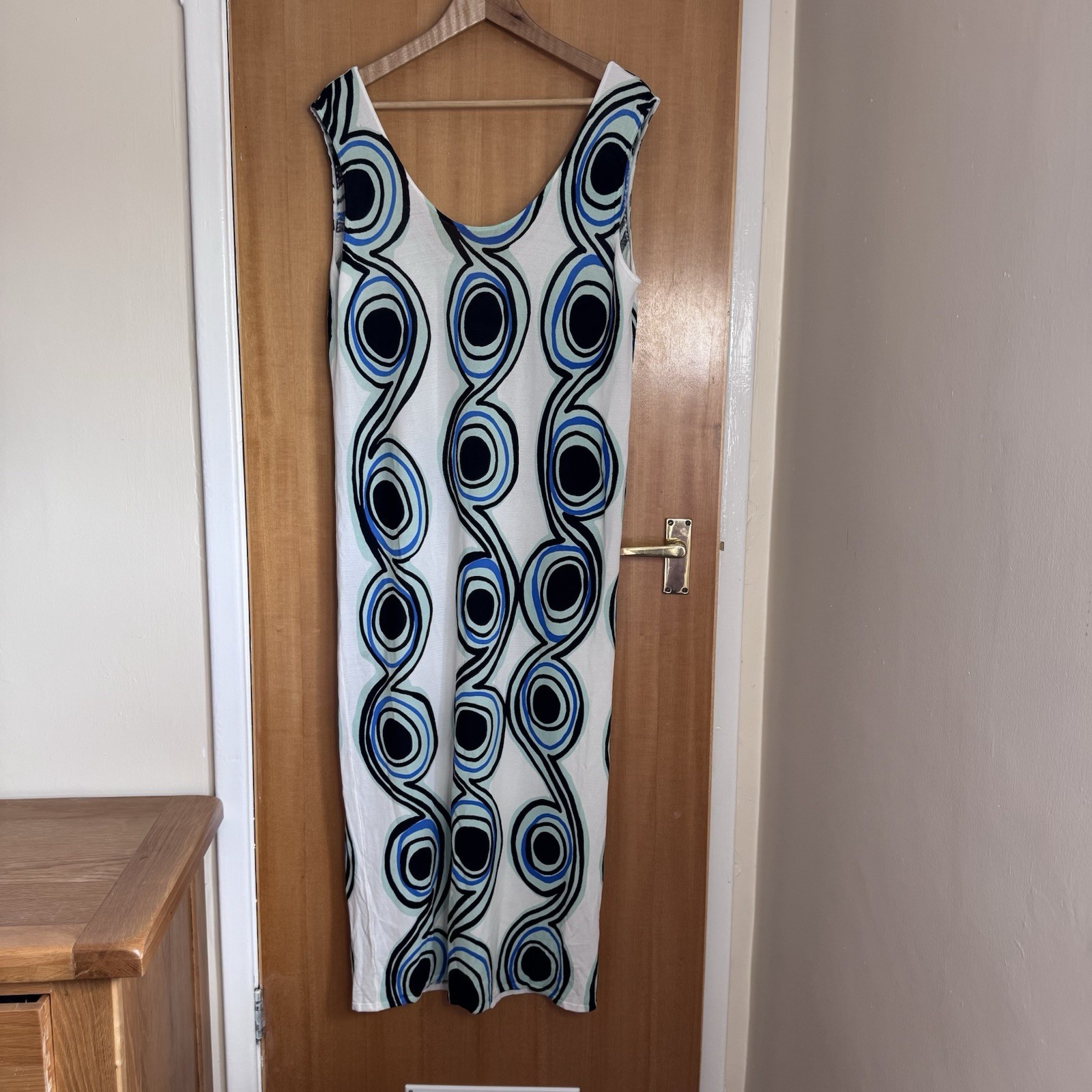 Bimba Y Lola Fine Knit Oversized Maxi Dress Size Small Geometric Print