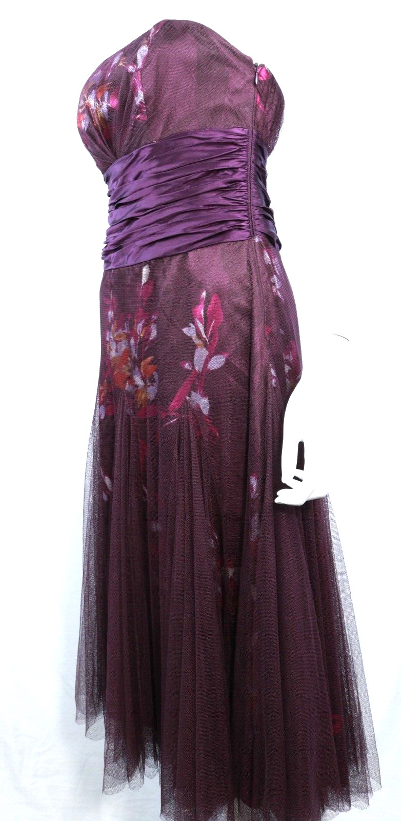 MONSOON Purple Flowers Double Layer Dress Party Evening Size EU 40 UK 12 Poly