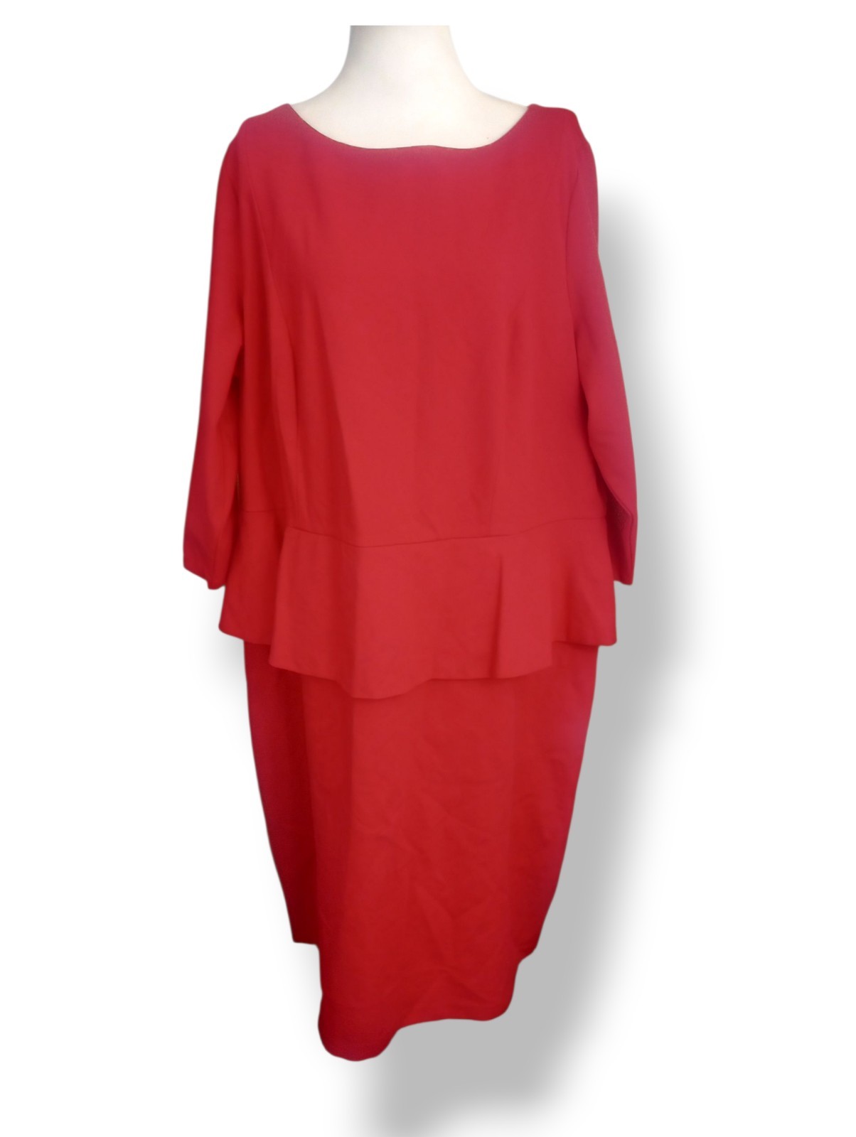 Talbots 18W Red Fitted Ponte Stretch Peplum 3/4 Sleeve Statement Holiday Classic