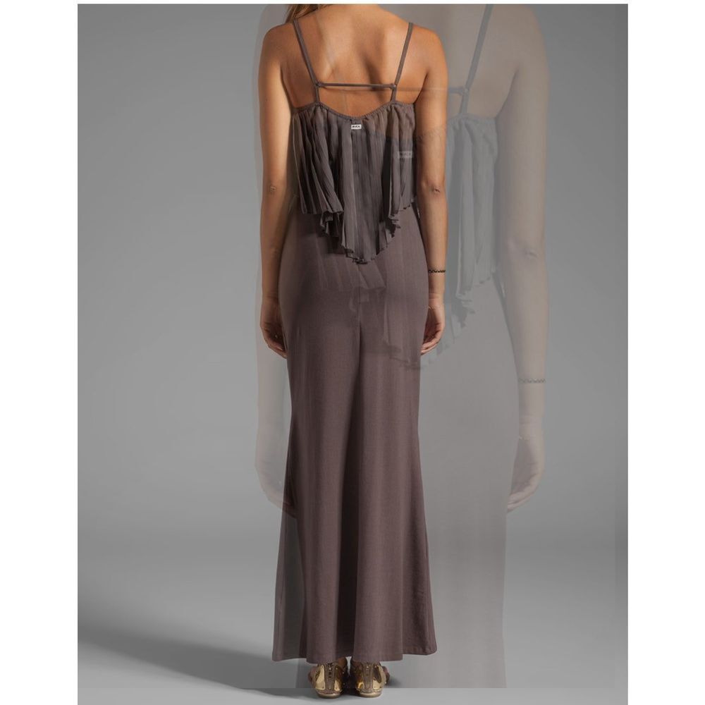 RVCA Pleated Overlay Maxi Dress Adjustable Strap Boho Summer Small Festival