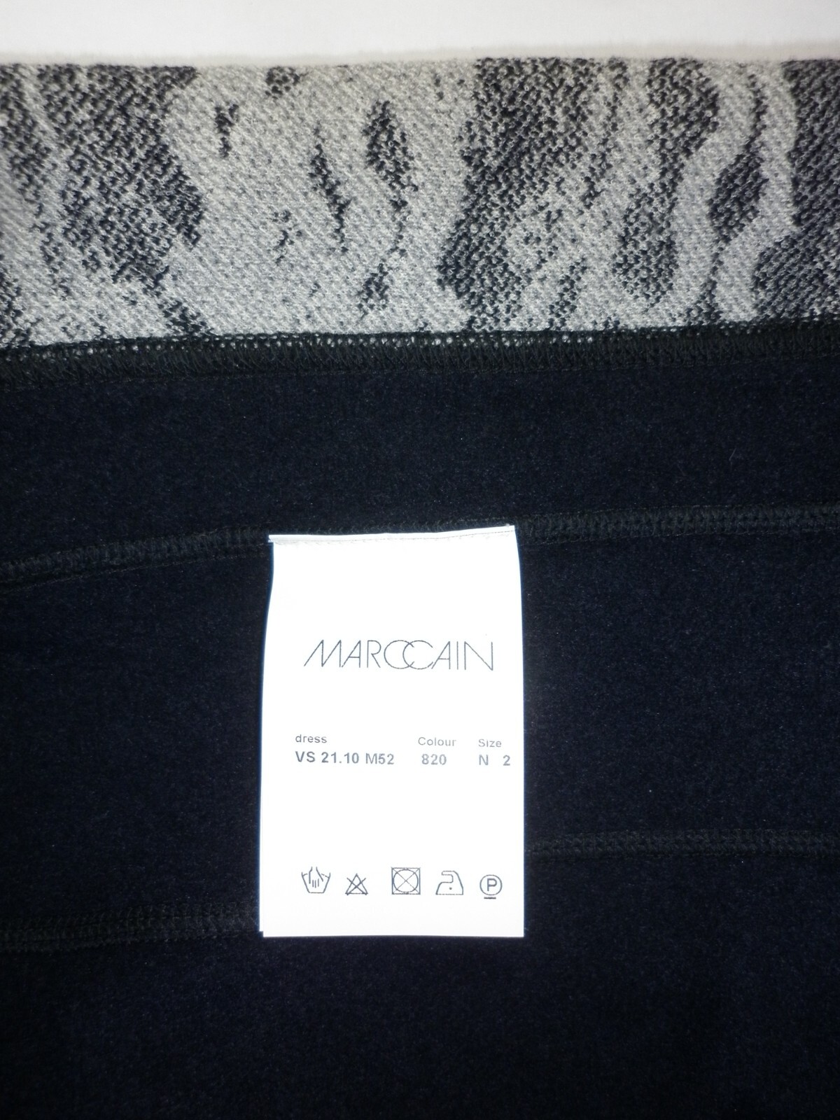 Dress Black Grey N2 Stripe Marc Cain Sports 36 Chains Wool Techno Wool Dress