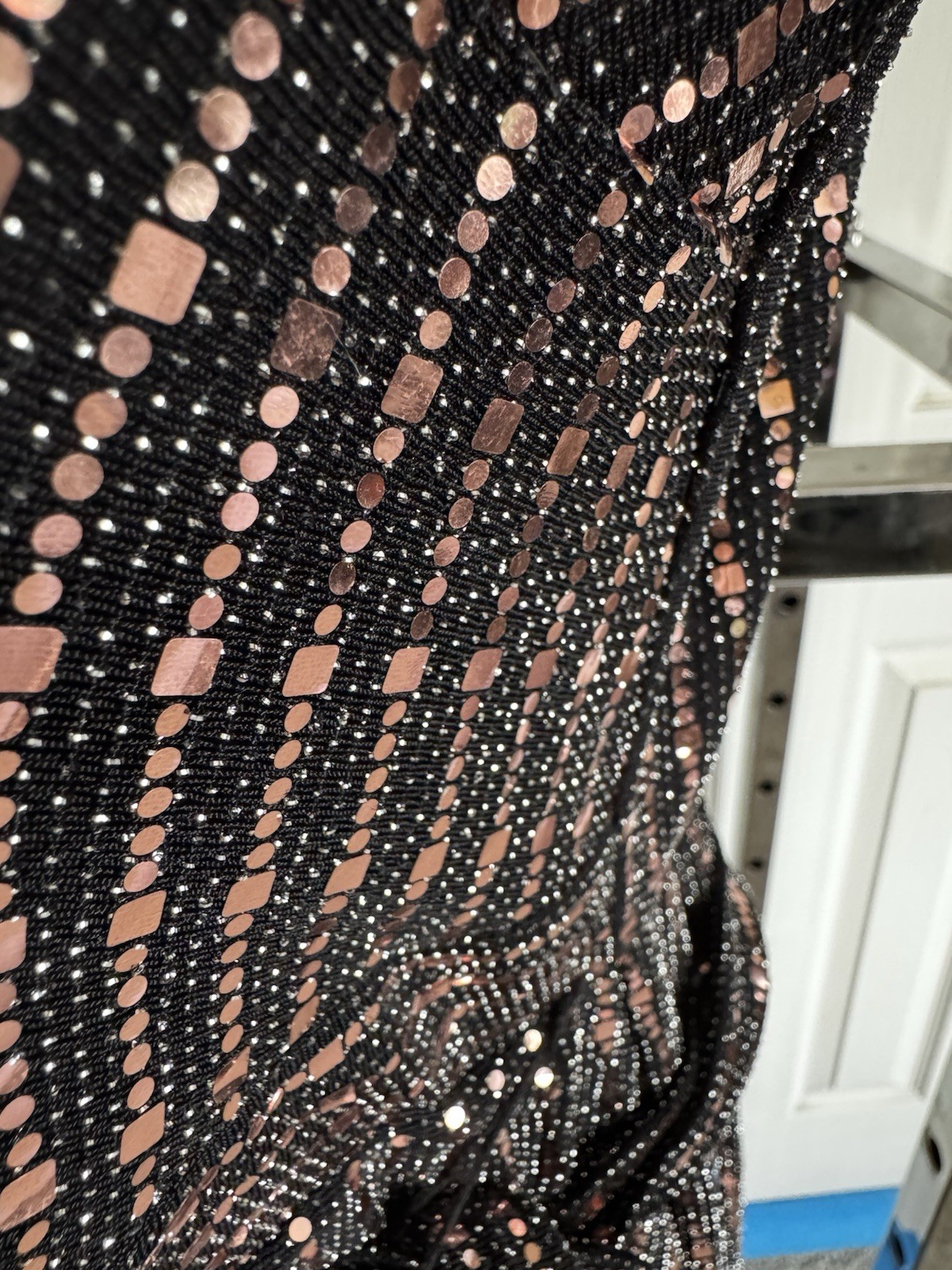 Lane Bryant 1-piece jumper pant suit cocktail dress sequin copper tie belt 18/20