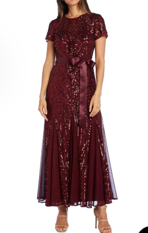 R M richards dress Sequins Regular Sizes/ Plus Sizes Short Sleeves And Elegant