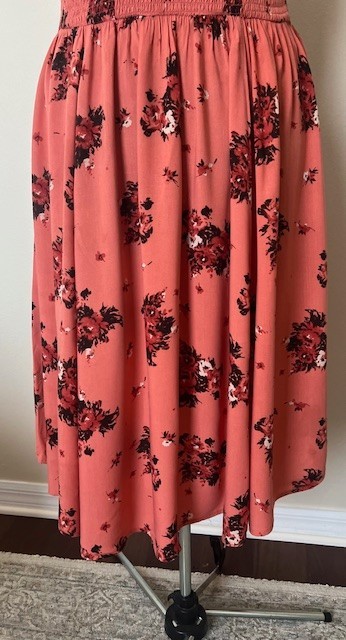 TORRID Rust Floral Print Smocked Challis Midi Summer Dress Size 1 S/M NEW