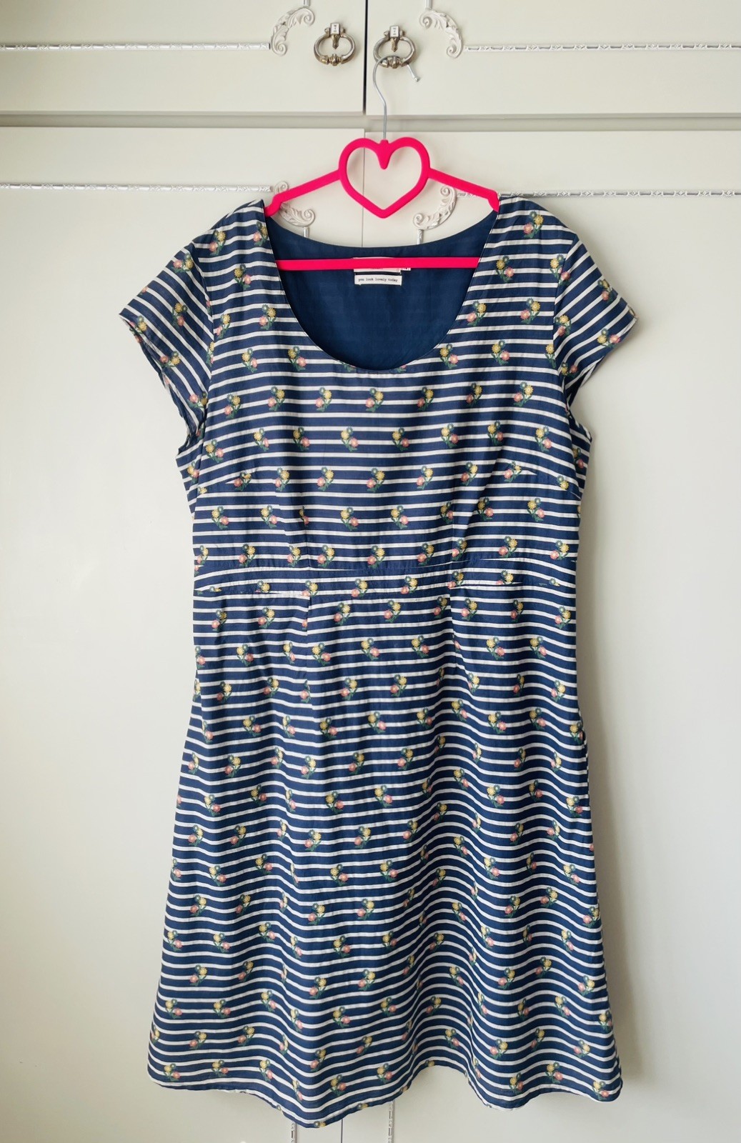 💝 Seasalt” TREGARTHEN “ Dress Size 20-18 Navy Stripe Short Sleeve