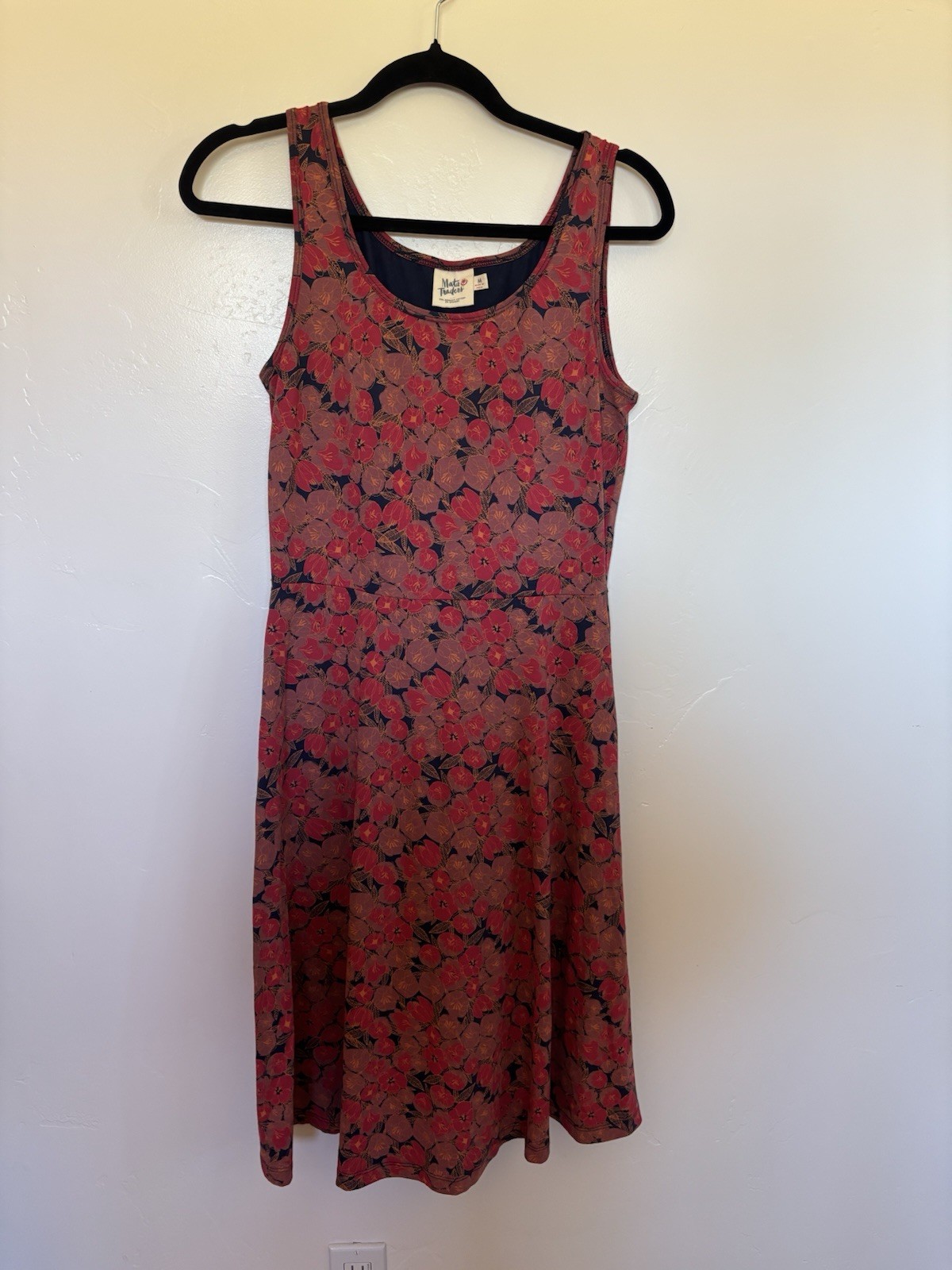 Mata Traders Dress M Organic Cotton Floral Sleeveless Fit Flare Fair Trade