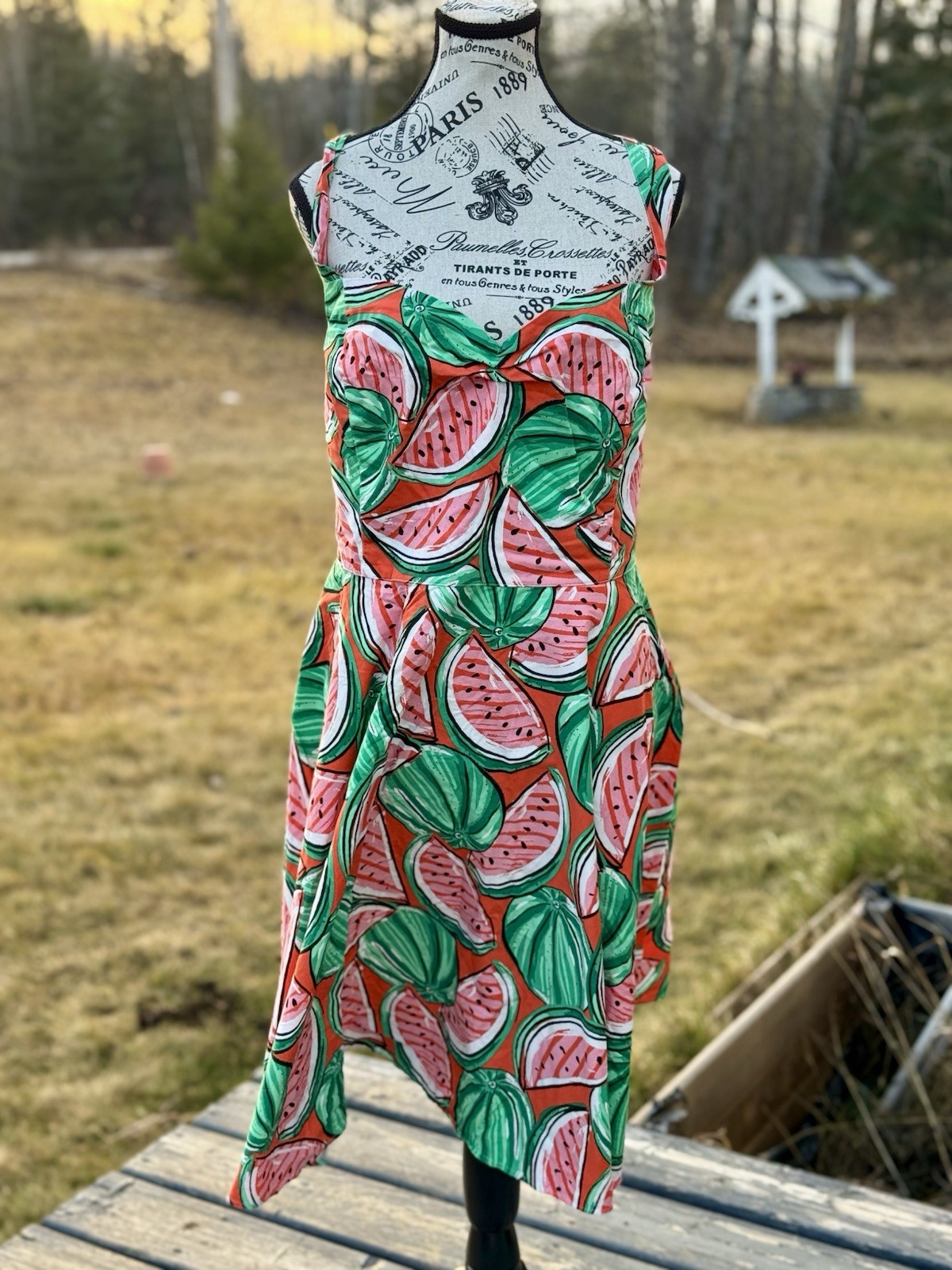 Hell Bunny Pin Up Dress Mini Watermelon Patterned Pockets 50’s Retro