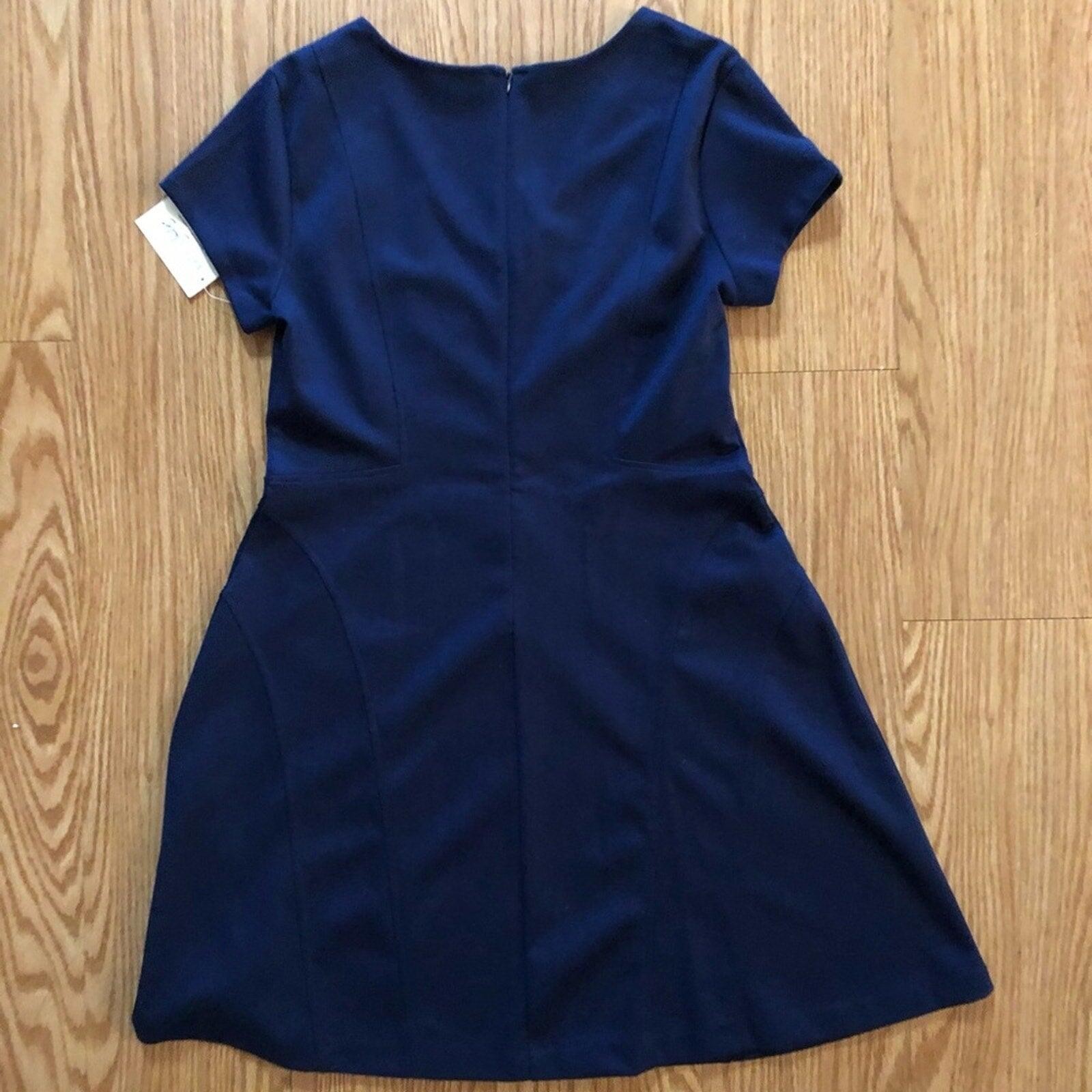 Maison Jules Blu Notte Blue Pleated Mini Dress Womens Large