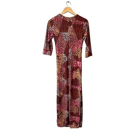 24/7 Boho Animal Print Patchwork Bodycon Maxi Dress Size M NWT Faux Wrap Fitted