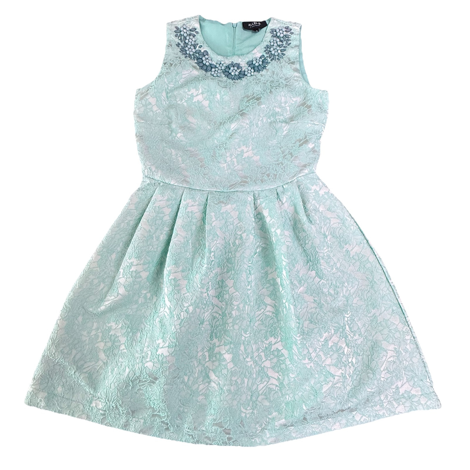 ALLEN B BY ALLEN SCHWARTZ FLORAL BEAD NECKLINE DRESS, CHEST 32 IN, LENGTH 34 IN