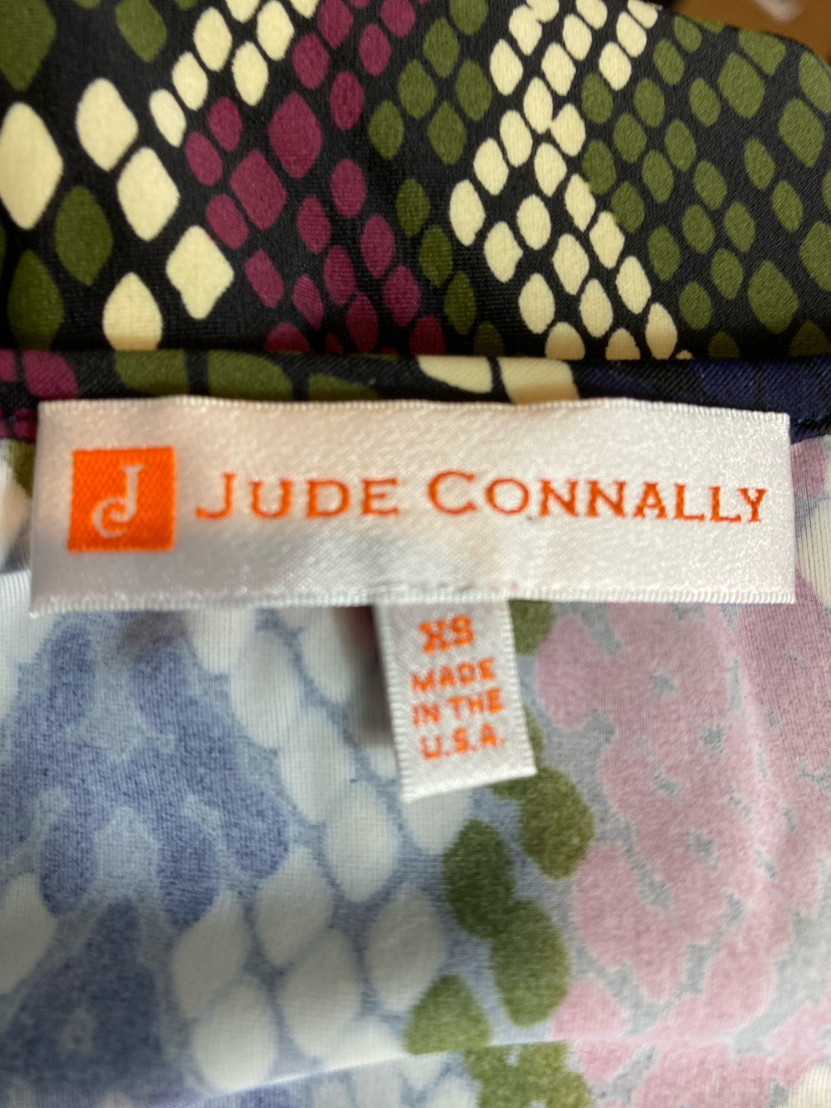 Jude Connally Navy, White, Green, Burgundy Sleeve Round Neck Knit Dress Size XS