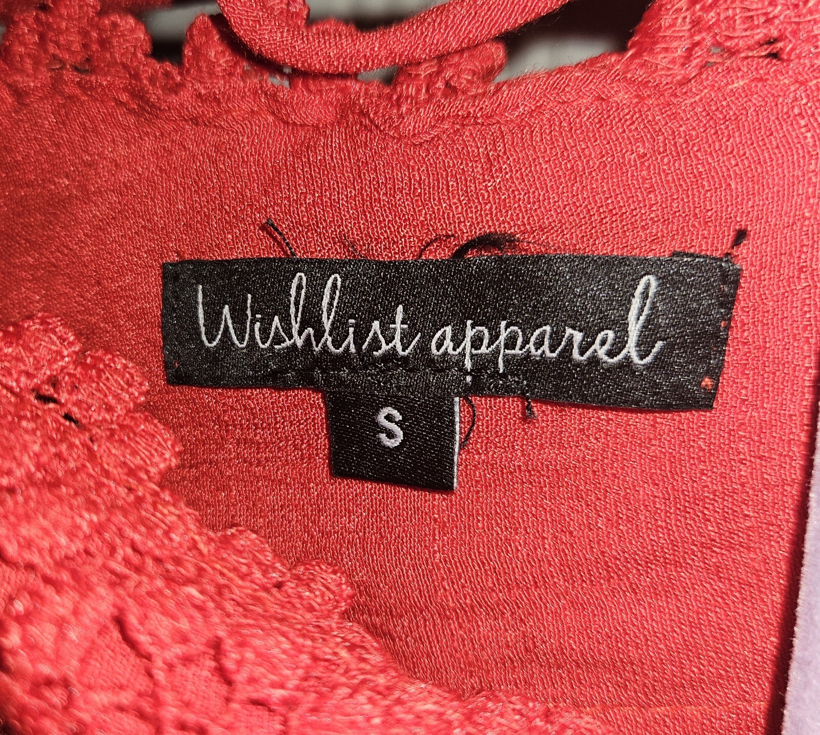 Wishlist Apparel, Crochet, Lace Trim, Tiered Midi Dress. Boho Style. Red. Sz. S.