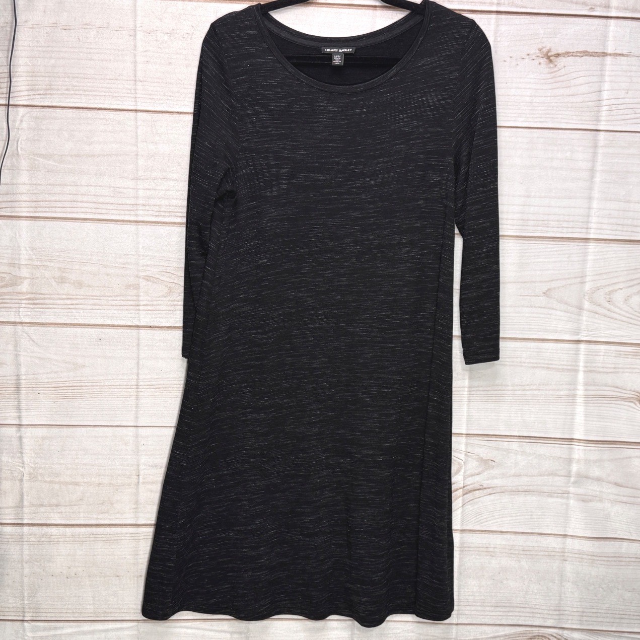 Hilary Radley Womens Space Dye Knit Long Sleeve A-Line T-Shirt Dress Charcoal M