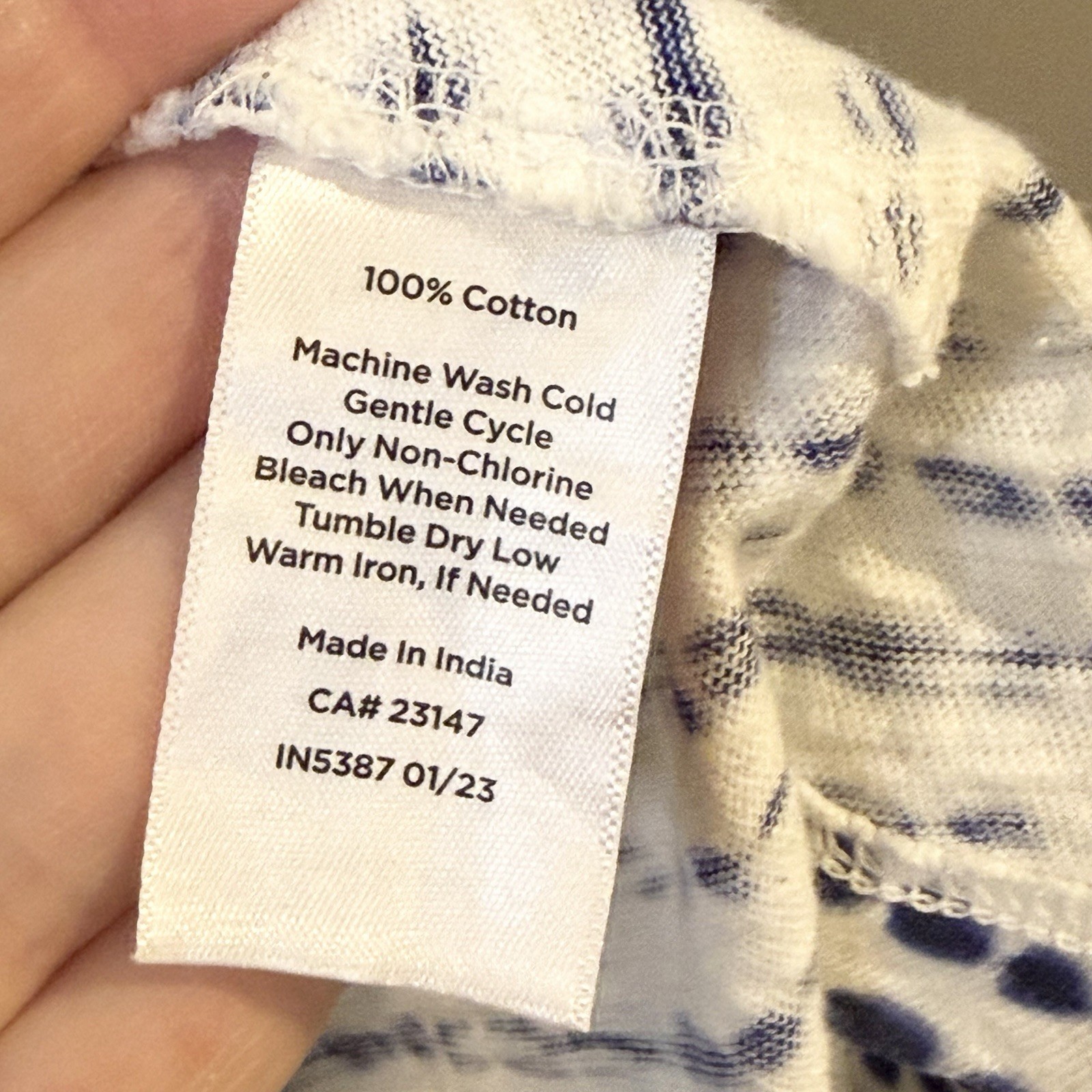 Talbots Sleeveless Crew Neck Side Knot White Blue Dress S Preppy Coastal