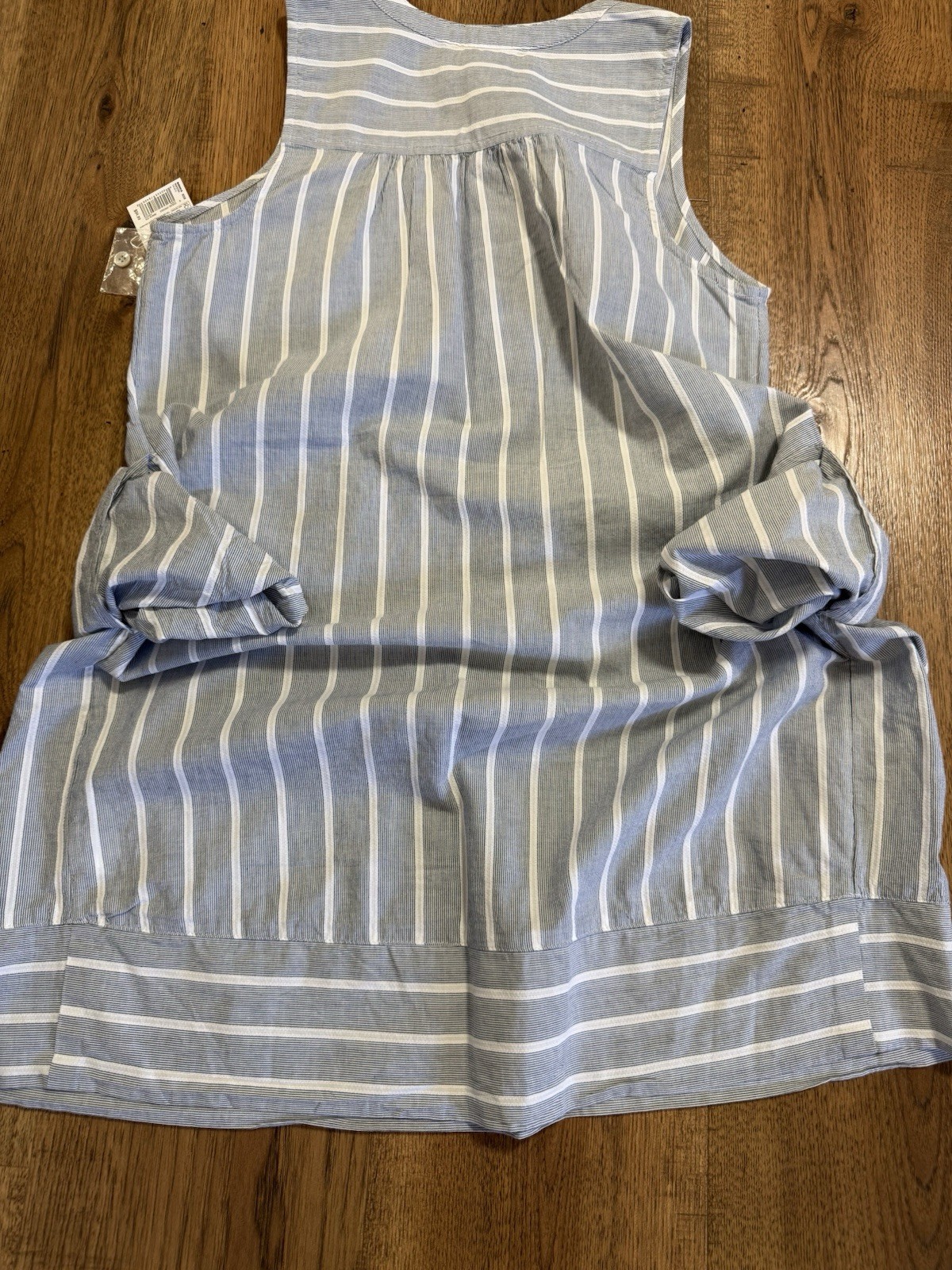 SONOMA Goods for Life Blue White Striped Shift Dress 100% Cotton Round M