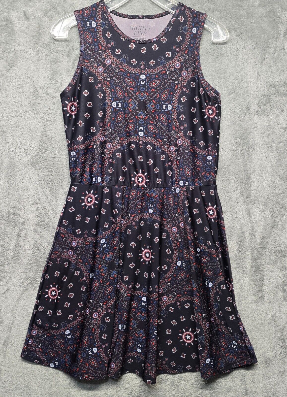 Mighty Fine Marvel Comics Dress Womens Medium Captain America Bandana Stretch