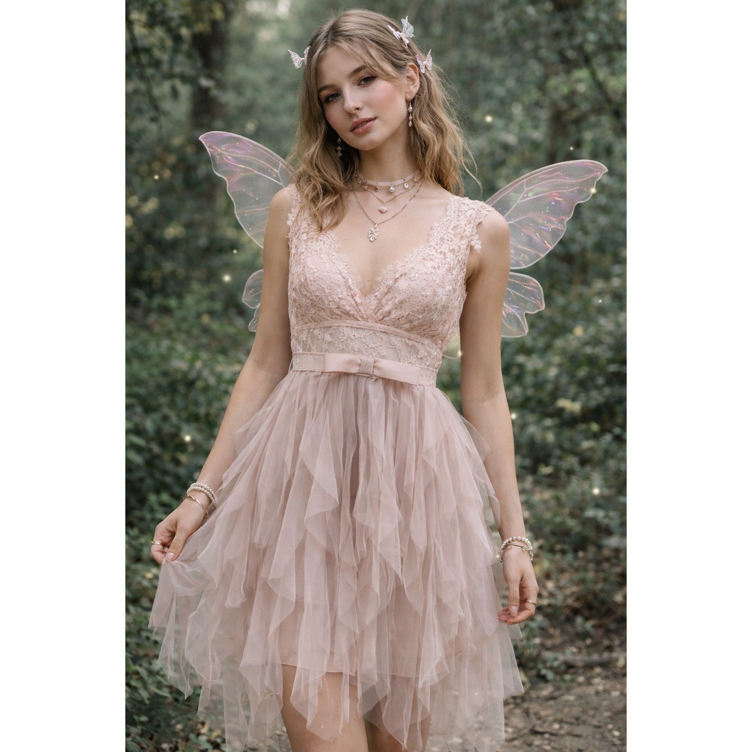 Pink Lace Tulle Layered Sheer Dress S Balletcore Coquette Fairy Hoco Formal