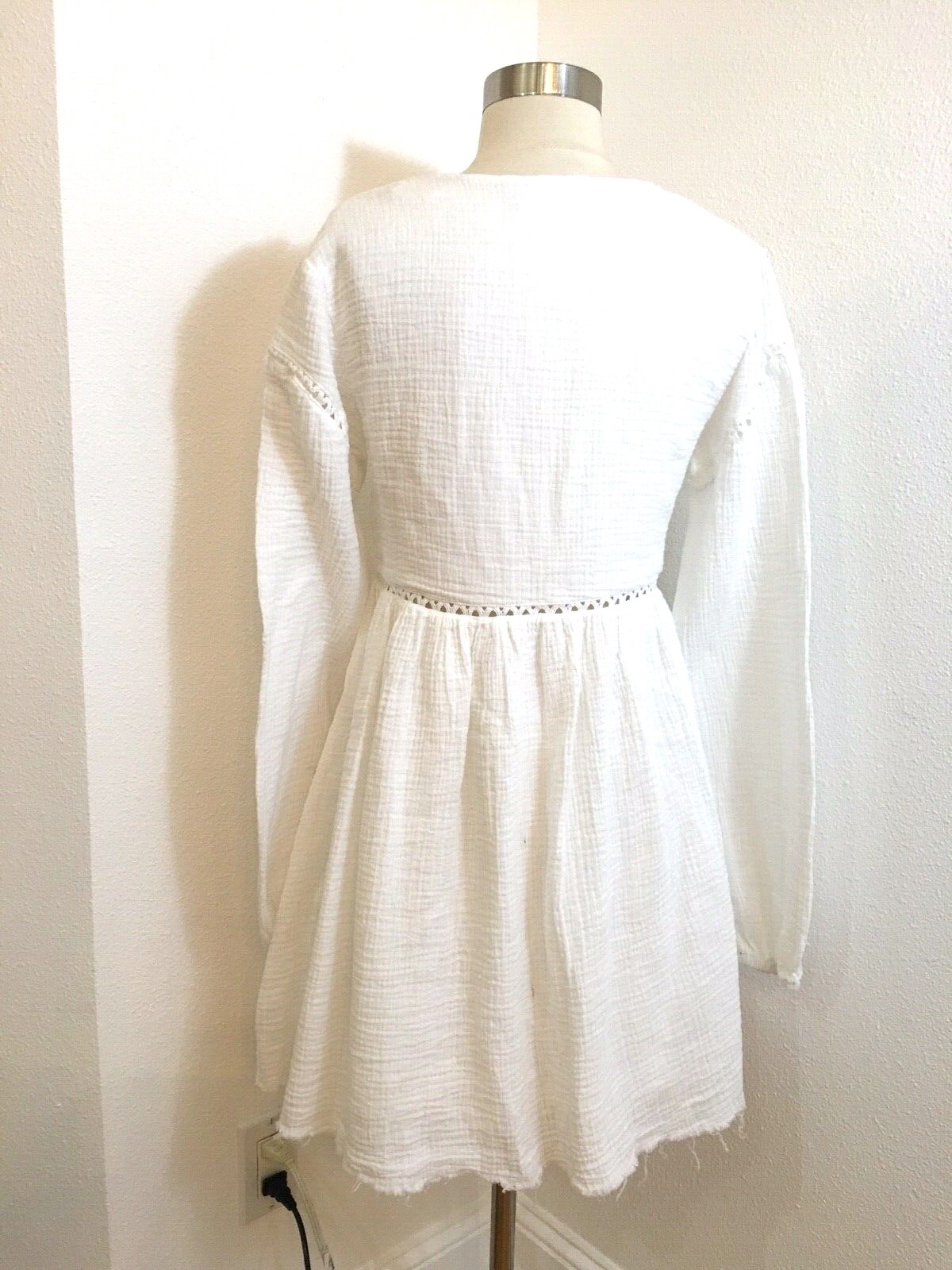 NEW SOME DAYS LOVIN SLIDING CURRENTS COTTON GAUZE BABYDOLL WHITE DRESS SIZE S