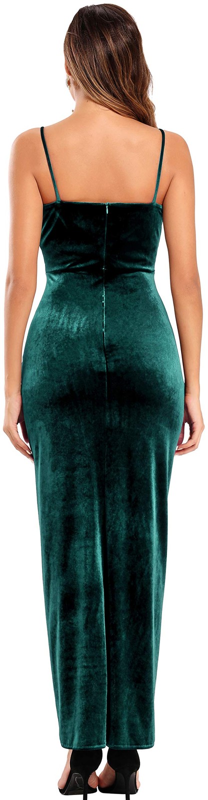 Ababalaya Elegant Spaghetti Strap Velvet Holiday Party Dresses for Women