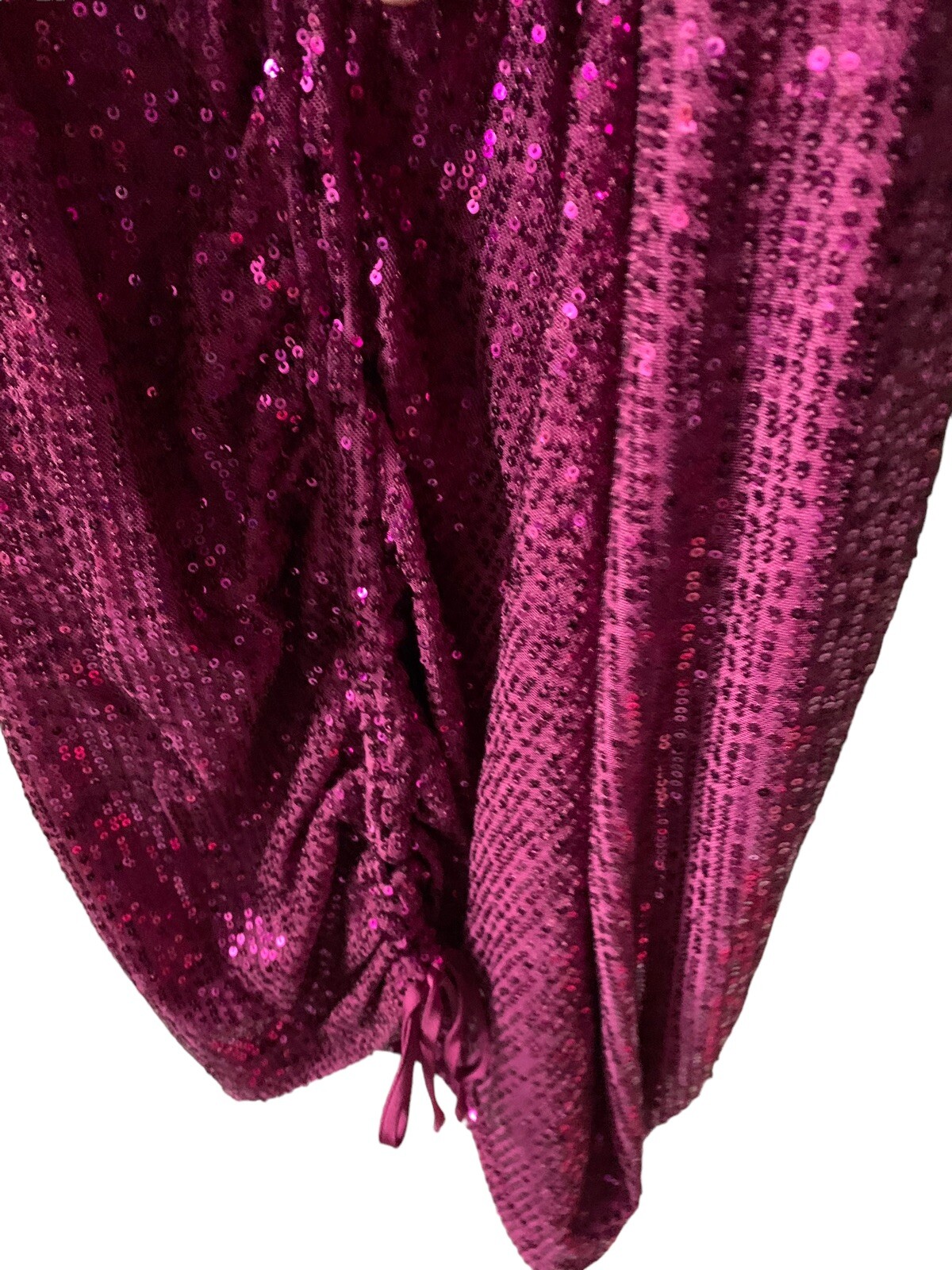 Women’s XXL Adjustable Short Sparkly Sequin Rouched Mini Dress PINK 💥NWT