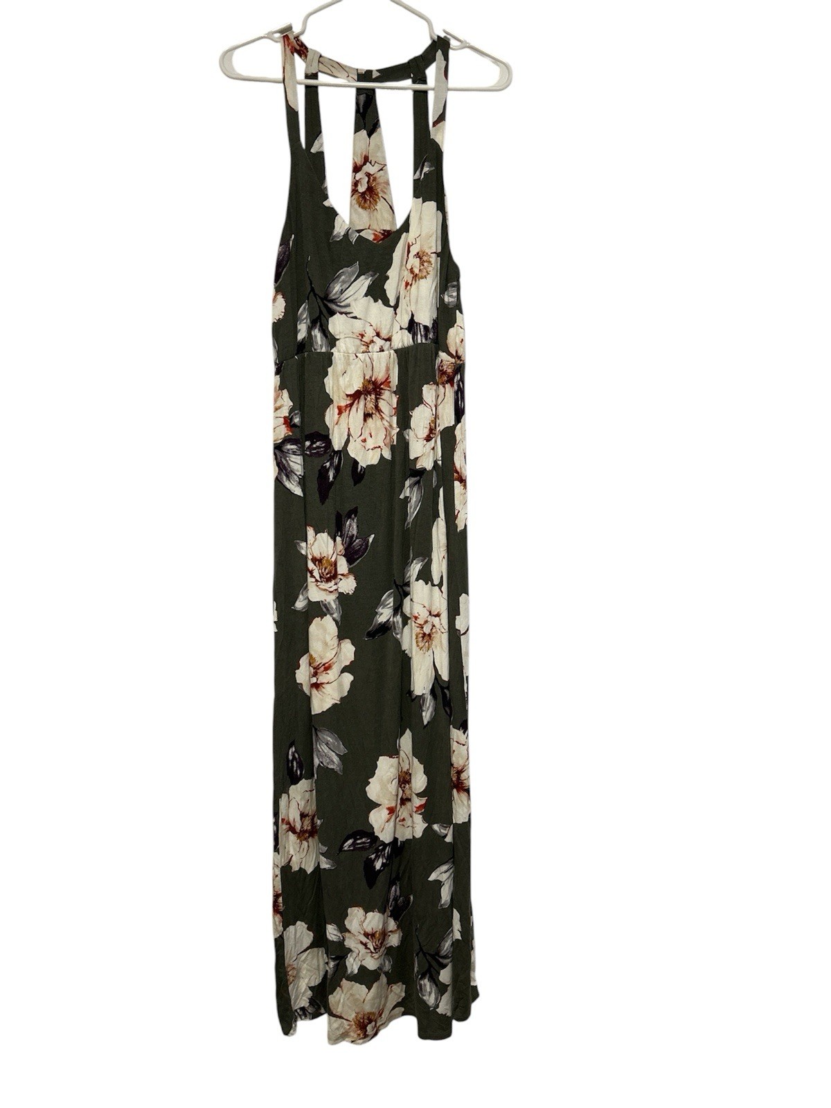 Women’s Nine Britton Long Maxi Dress, Green With Flower Accents, Size Large