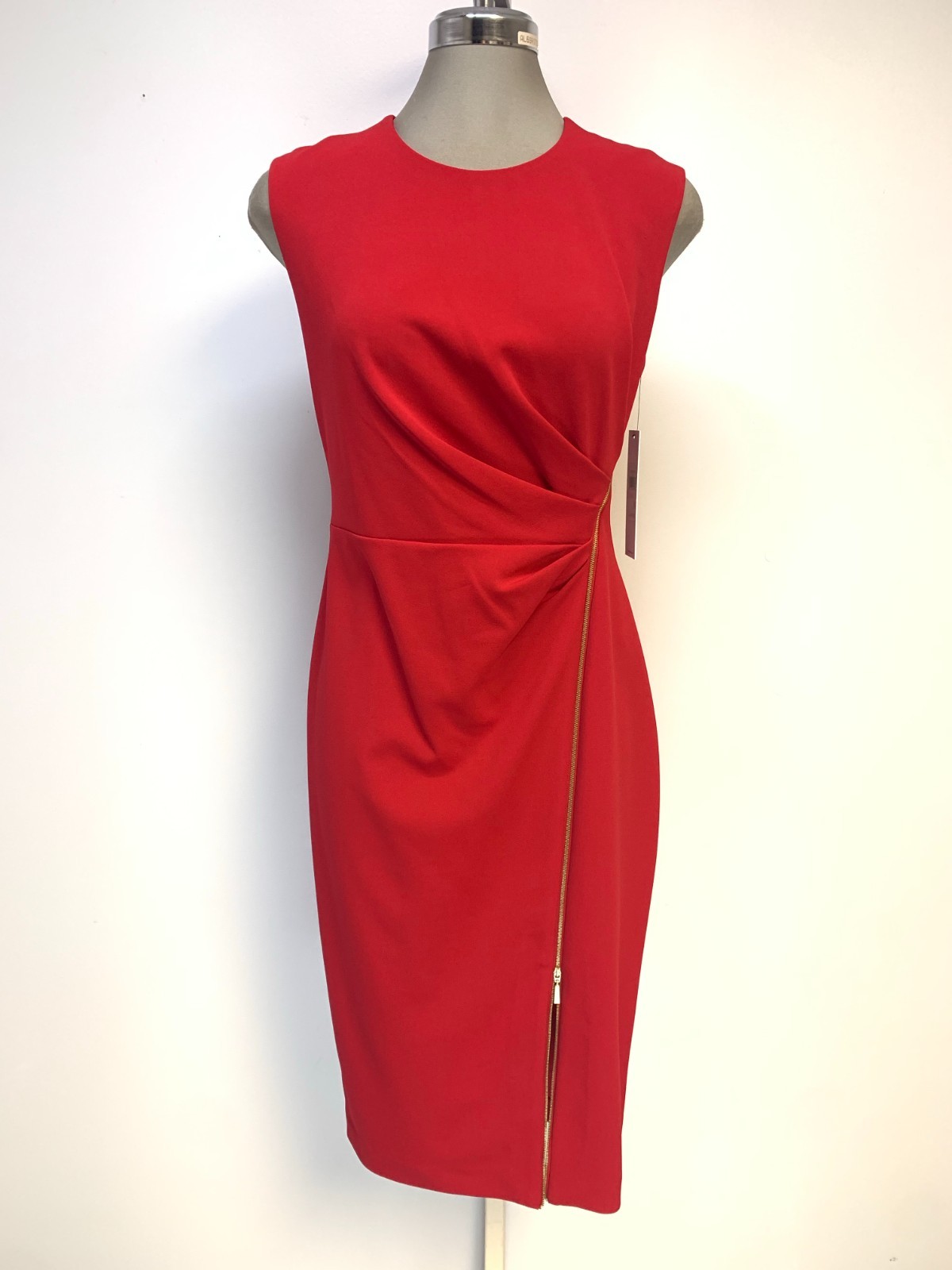 New! CALVIN KLEIN Exquisite True RED Sheath Dress Size 10 NWT