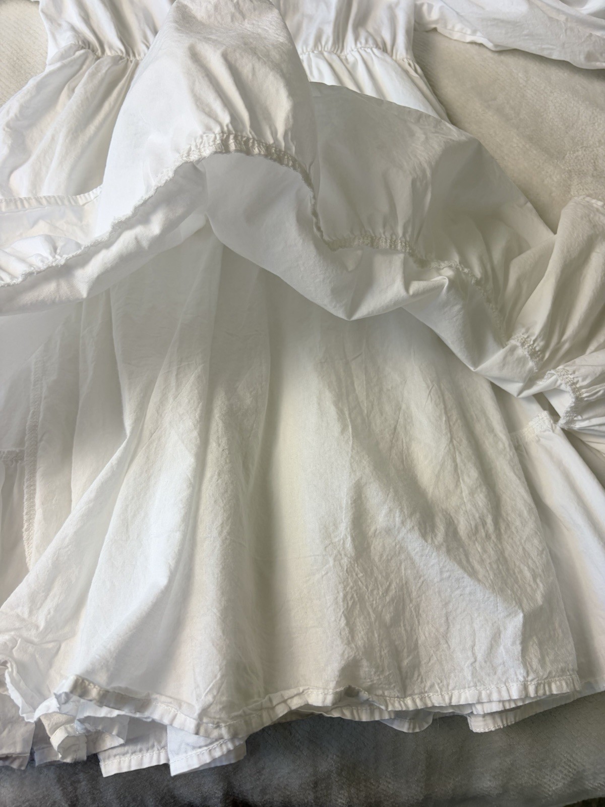 Sofie the Label White Puff Sleeve Tiered Mini Dress Size S Cottagecore Babydoll