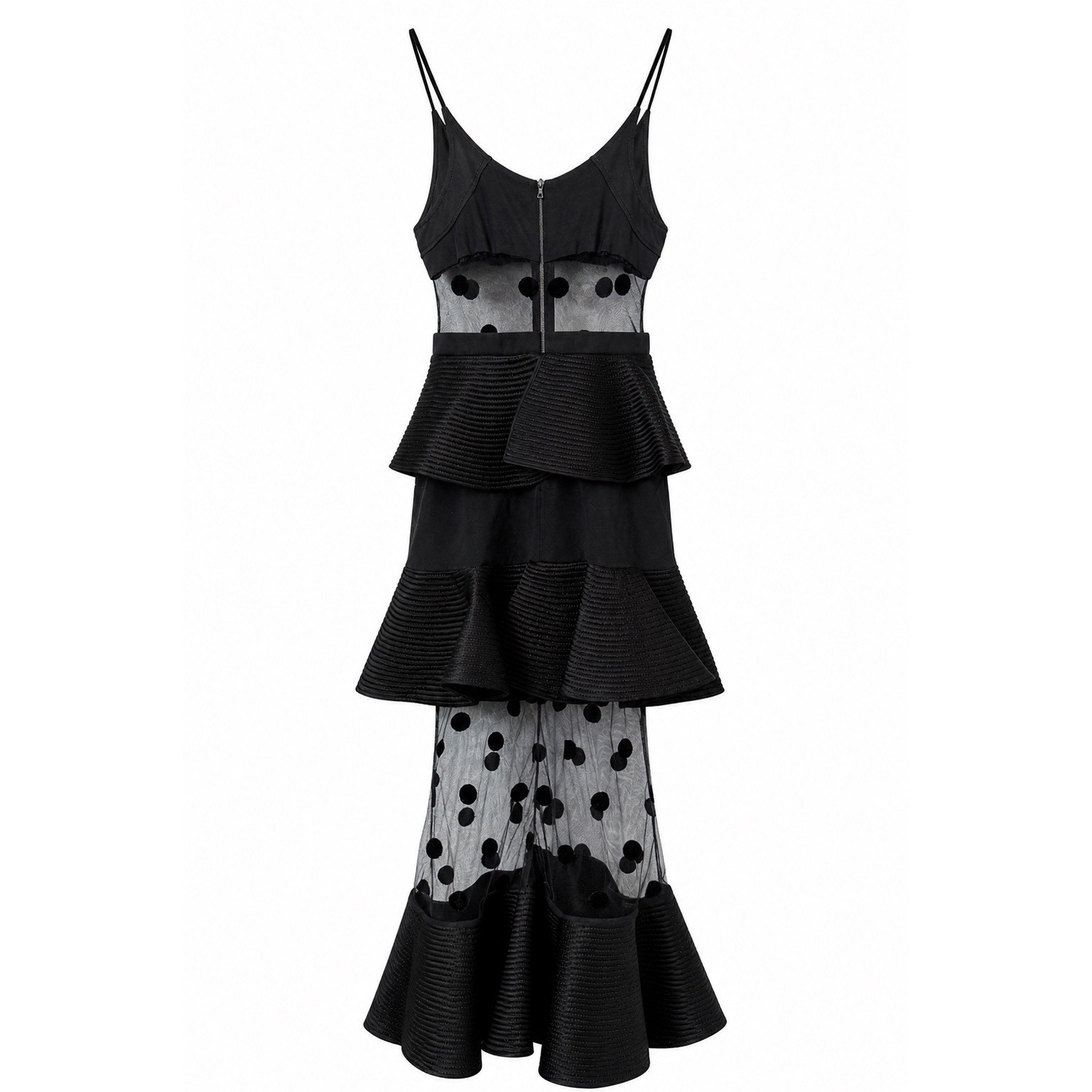 David Koma Polka Dot Candy Sheer Peplum Midi Dress UK 10 US 6 Runway