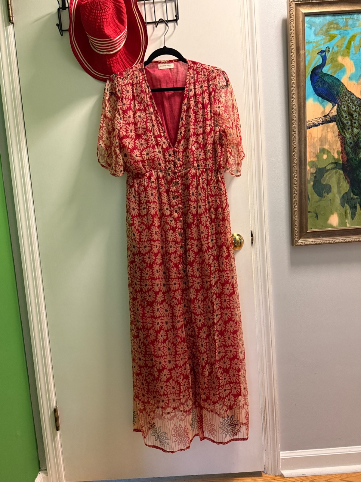 Maison Hotel Celine Maxi Dress M “Las Dalias” Block Print Boho Worn Once